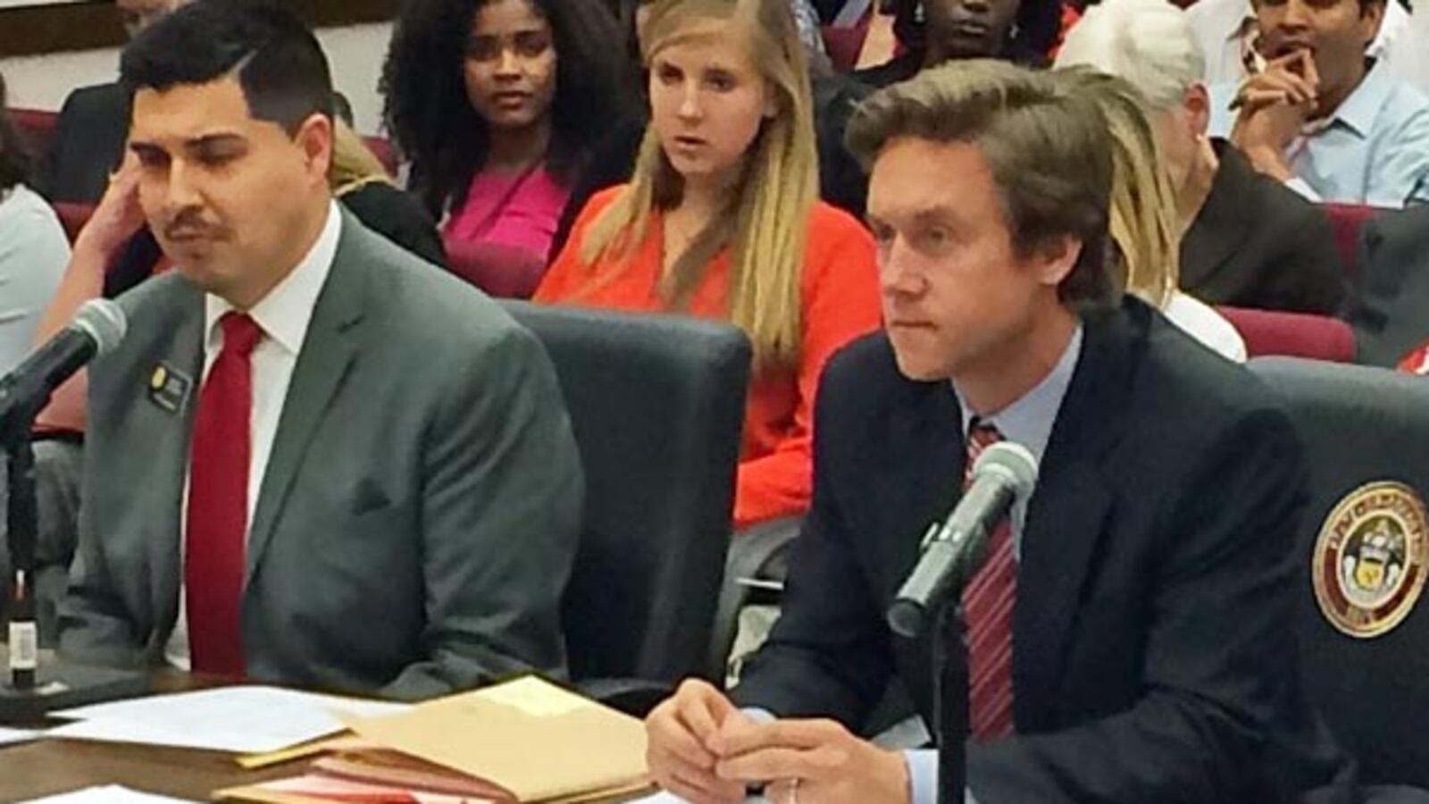 Democratic Sens. Jessie Ulibarri (left) and Mike Johnston.