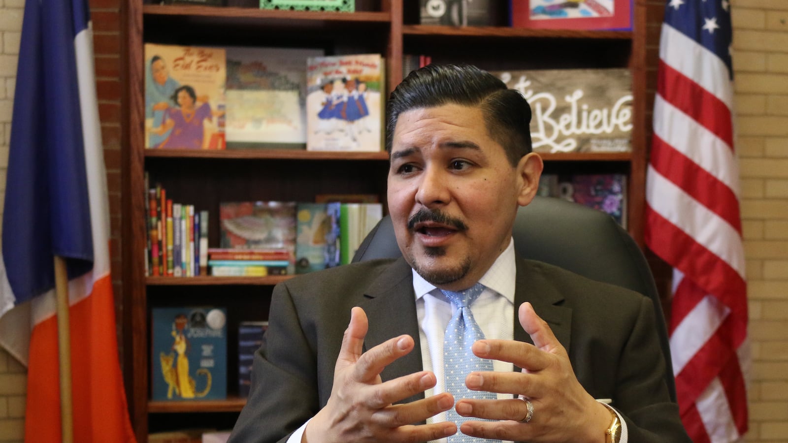 Schools Chancellor Richard Carranza at Tweed Courthouse, the education department's headquarters.