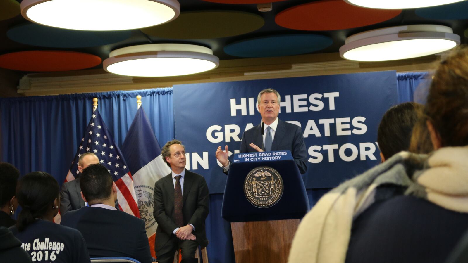 Mayor Bill de Blasio announced the 2017 graduation rate at South Bronx Preparatory school.