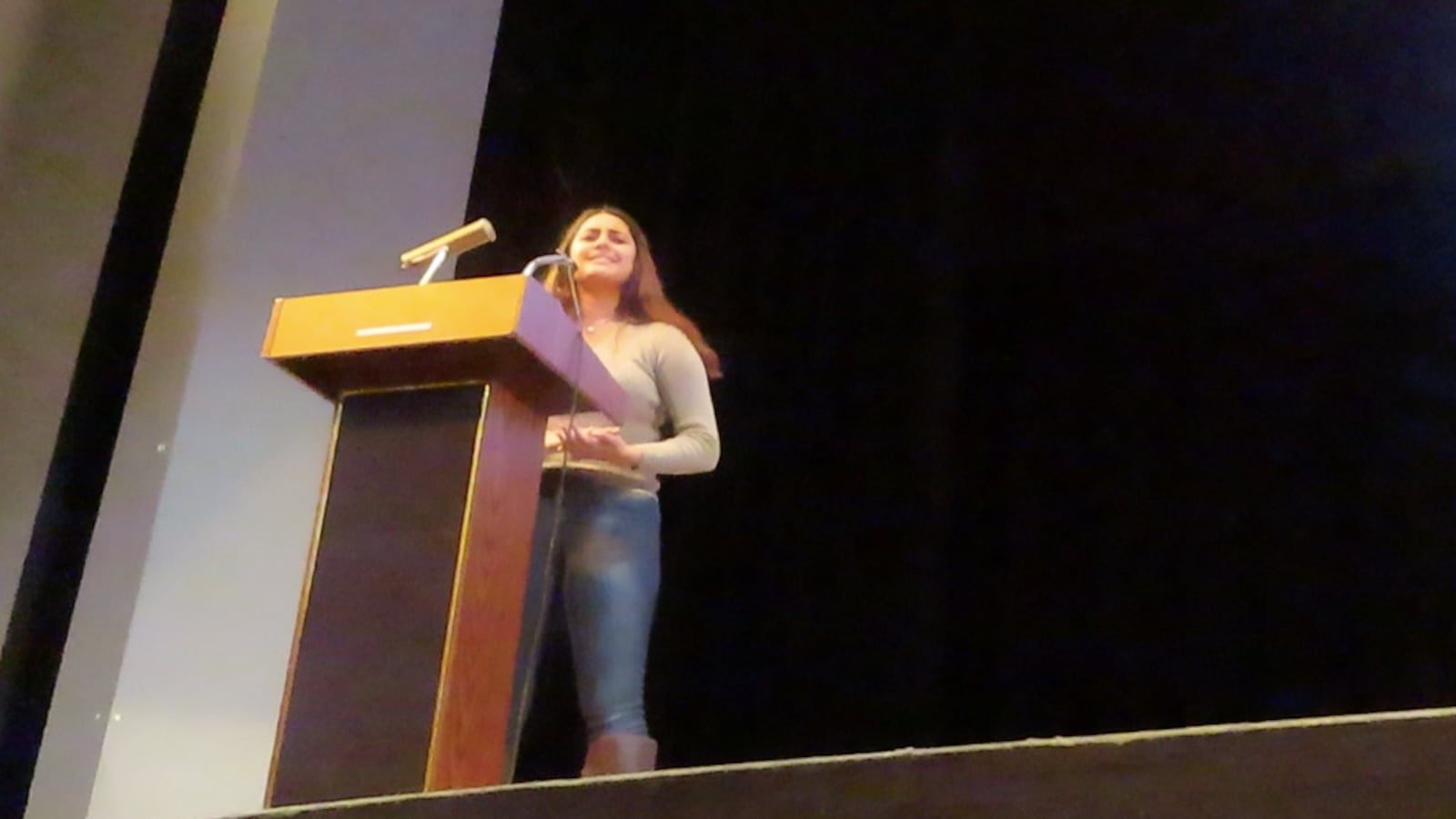 Chicago senior Ivery Marquez at the Mikva Challenge Project Soapbox 2018 finals