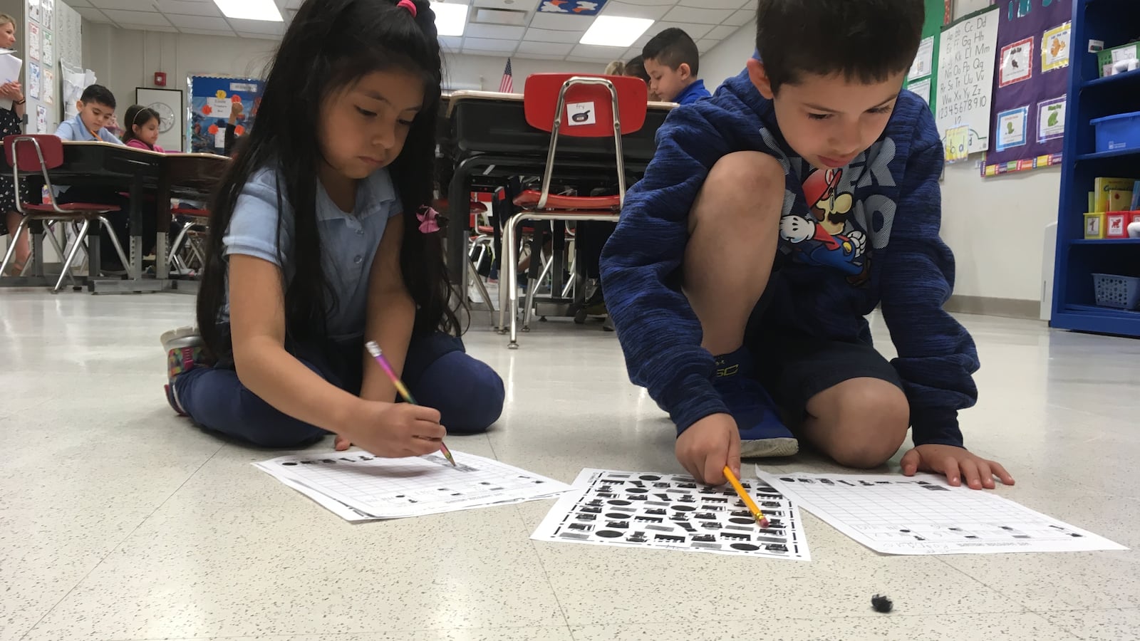 Small-group math work at Prairie Oak Elementary in Berwyn North School District 98 where, two years ago, just 14 percent of third-graders were able to do grade-level math.