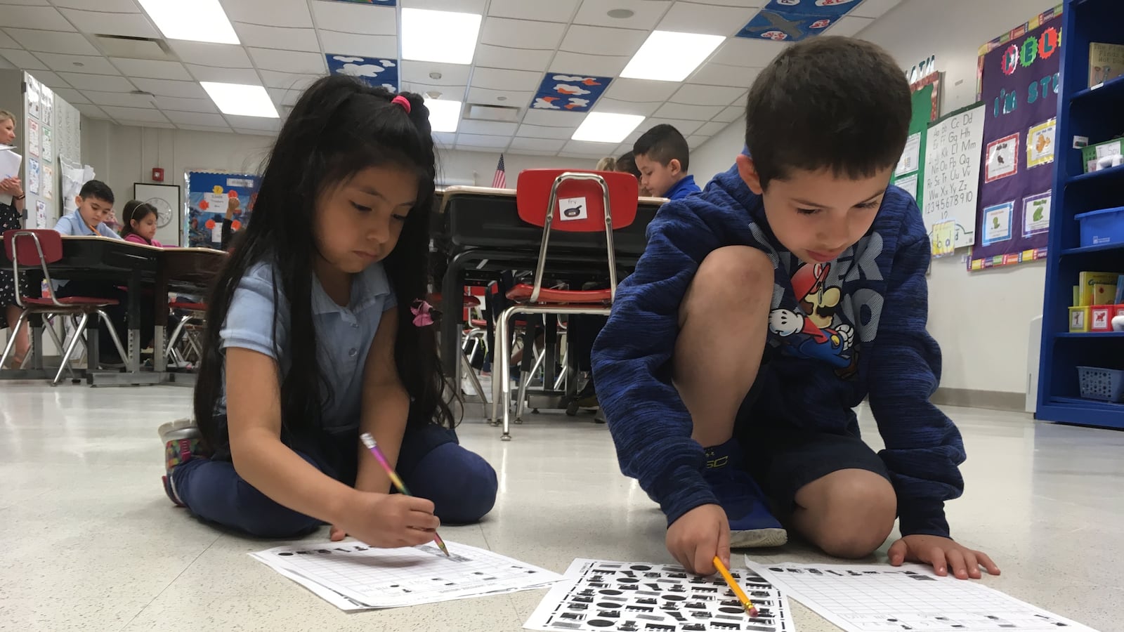 Small-group math work at Prairie Oak Elementary in Berwyn North School District 98 where, two years ago, just 14 percent of third-graders were able to do grade-level math.