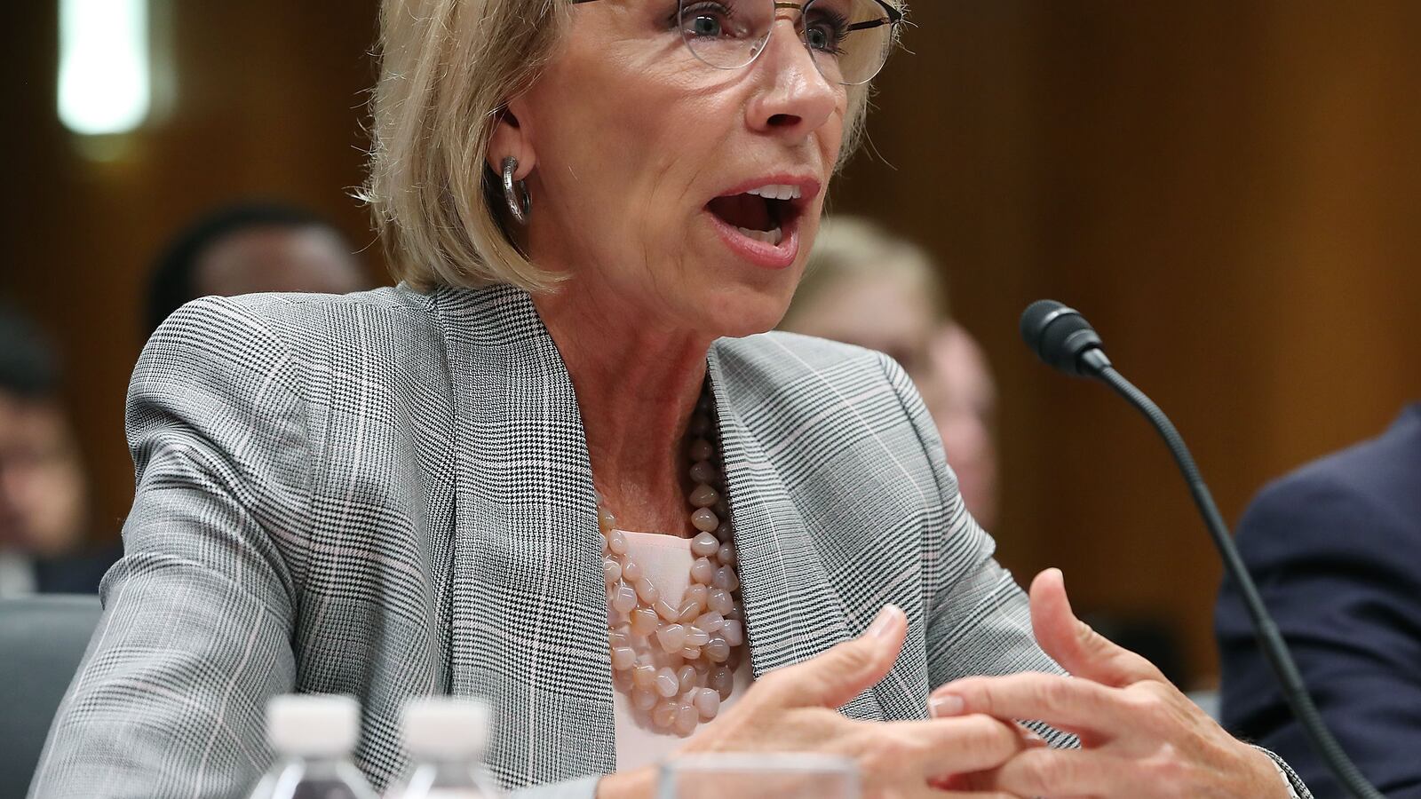 Education Secretary Betsy DeVos testifies during a Senate Appropriations Subcommittee hearing on Capitol Hill, June 5, 2018 in Washington, DC. (Photo by Mark Wilson/Getty Images)
