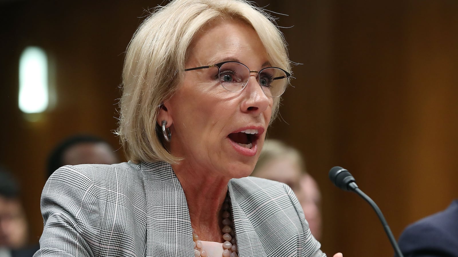 Education Secretary Betsy DeVos testifies during a Senate Appropriations Subcommittee hearing on Capitol Hill, June 5, 2018 in Washington, DC. (Photo by Mark Wilson/Getty Images)