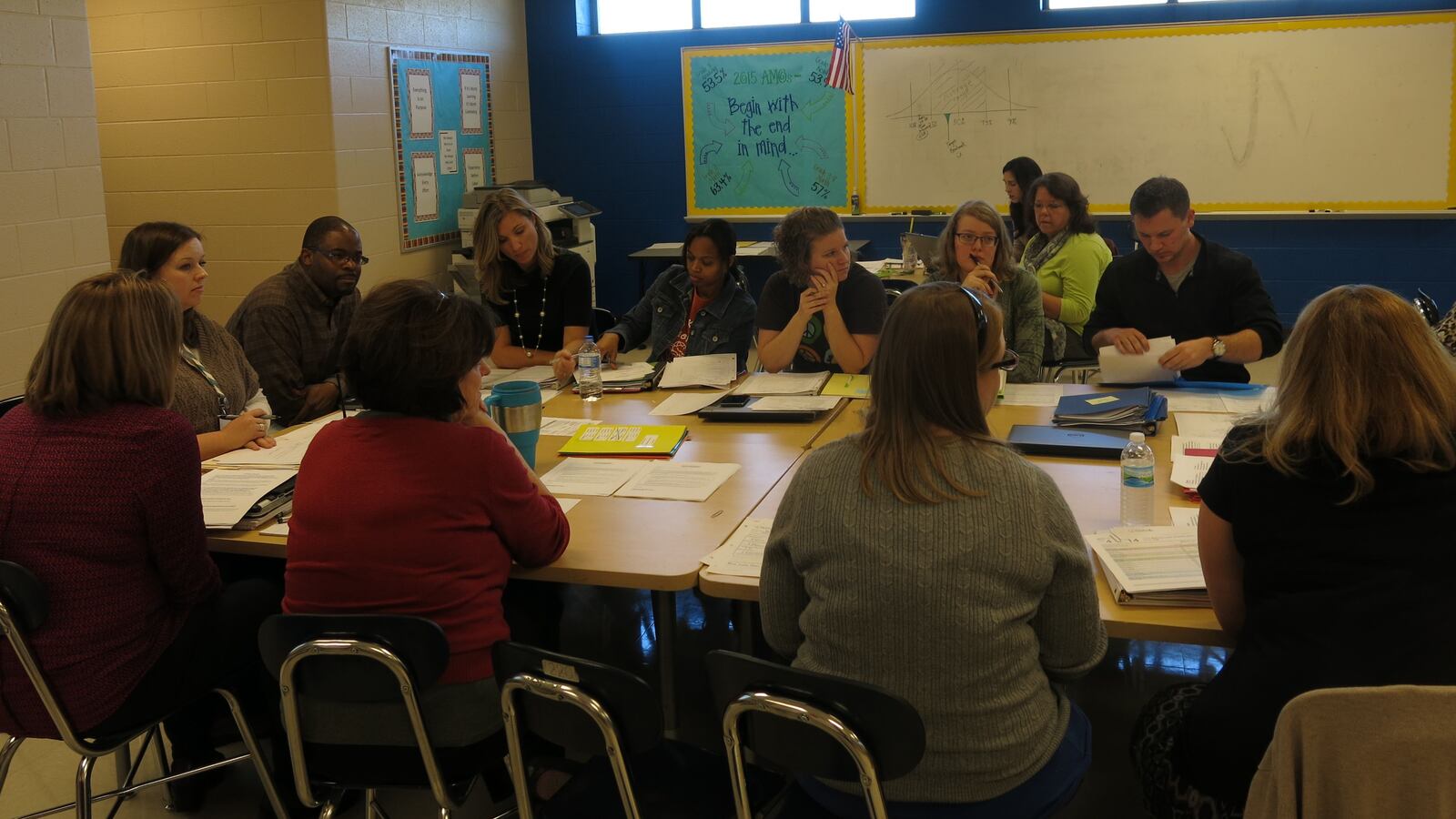 Fourth grade teachers at AZ Kelley Elementary in Antioch meet to discuss struggling students' "intervention" plans as part of Response to Instruction and Intervention. Having strong RTI teams is one of the state's recommendations for successful implementation of the model.