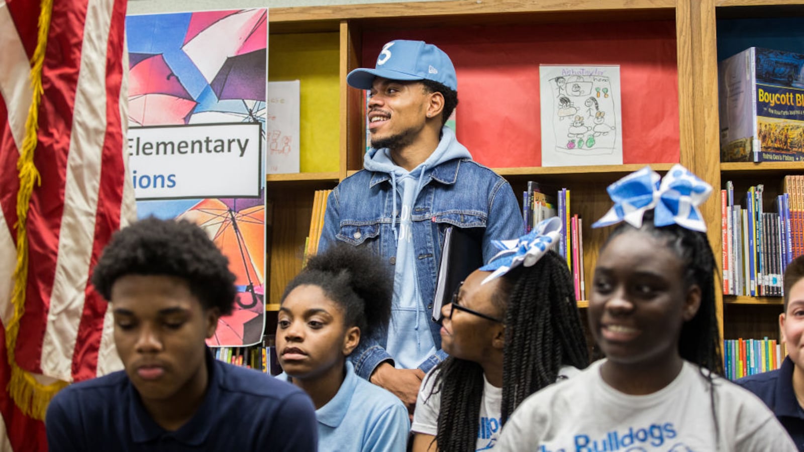Chance the Rapper holds a press conference at Westcott Elementary School in Chicago's Chatham neighborhood on March 6, 2017. (Zbigniew Bzdak/Chicago Tribune/TNS via Getty Images)