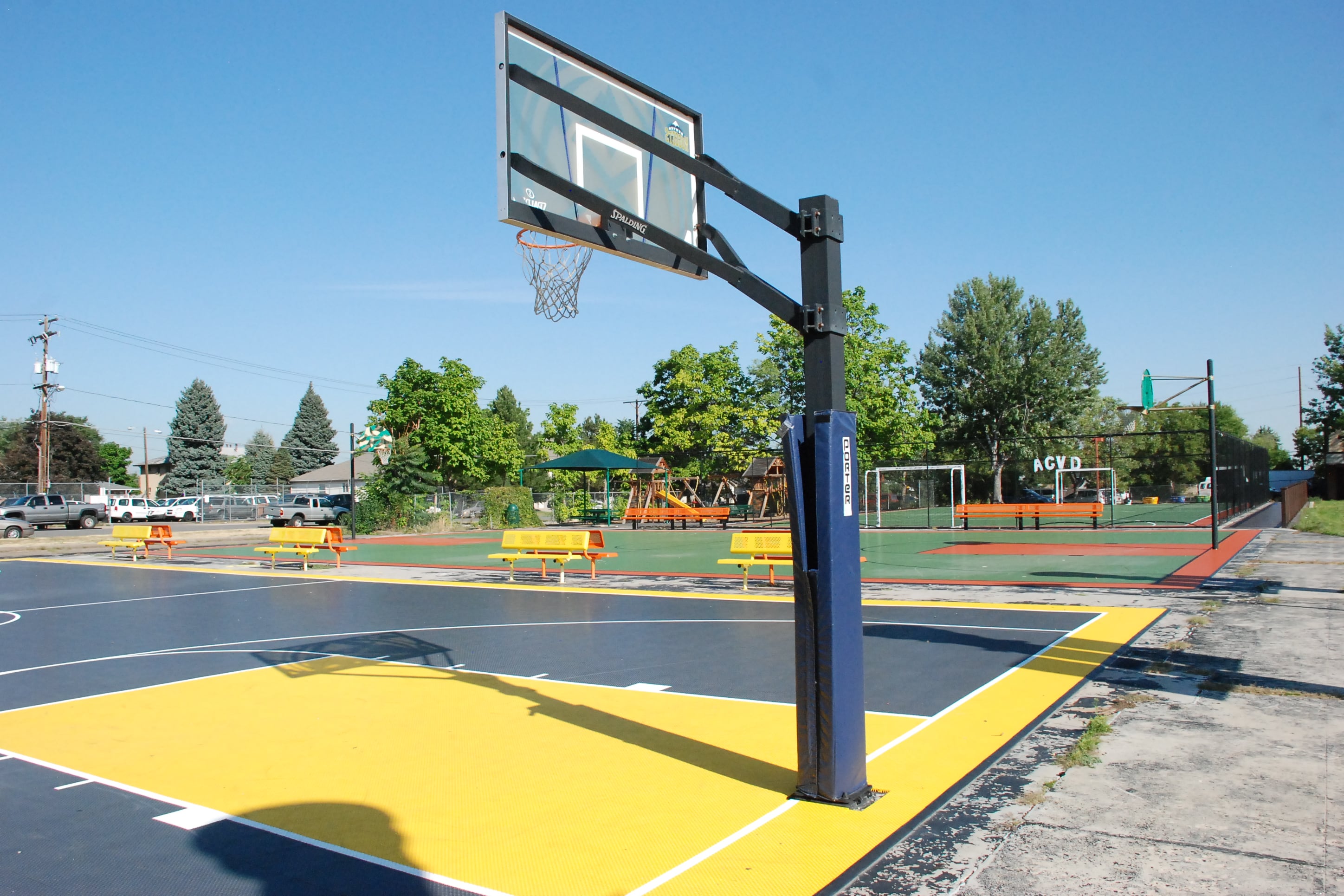 an empty basketball court