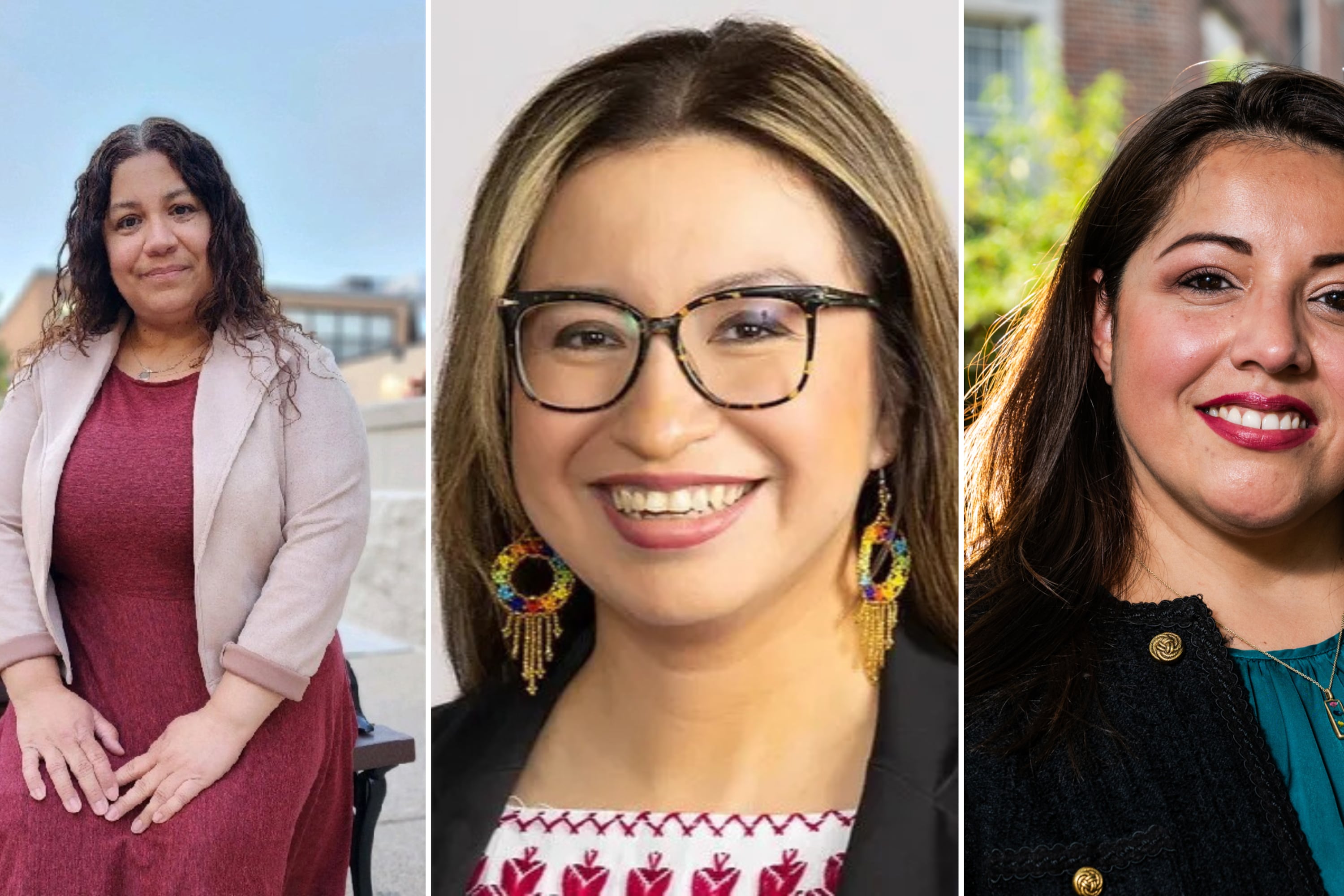 Collage of portraits, from left, Raquel Don; Yesenia Lopez, and Eva A. Villalobos.