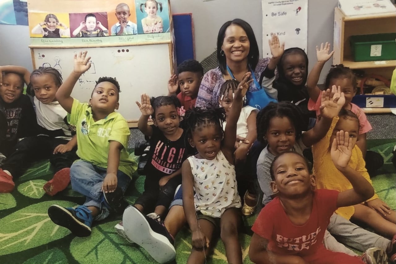 Carmen Price, Head Start teacher at Starfish Family Services in Inkster, organized meetings where teachers discussed creative strategies for virtual instruction. Price is shown here with her preschool students before the pandemic.