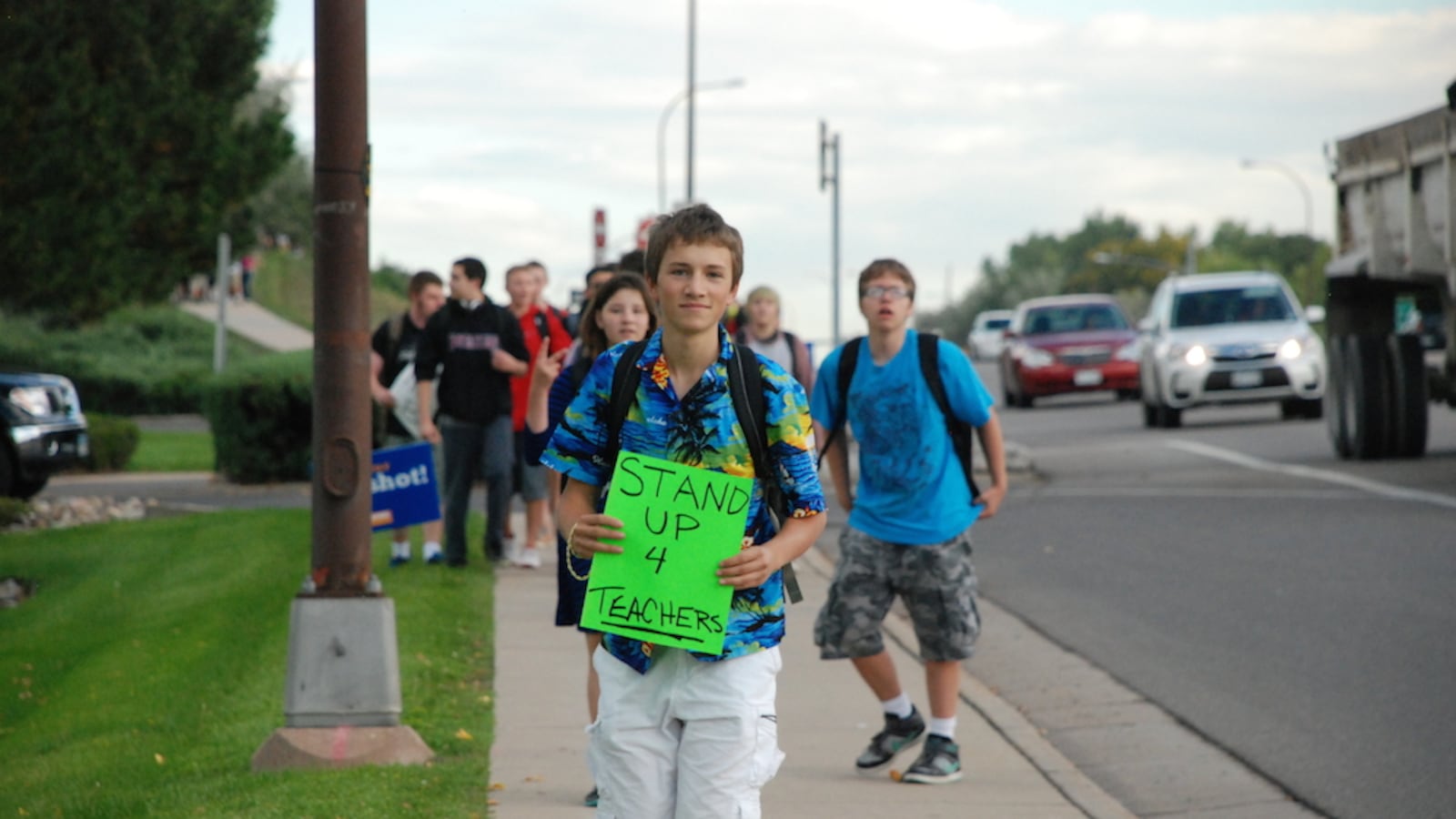 Josh Billups, a junior at Pomona High School, was one of the first students to arrive at a student organized protest. Students across Jefferson County have rallied for three schools days. They're worried a proposed curriculum review panel would lead to censorship.