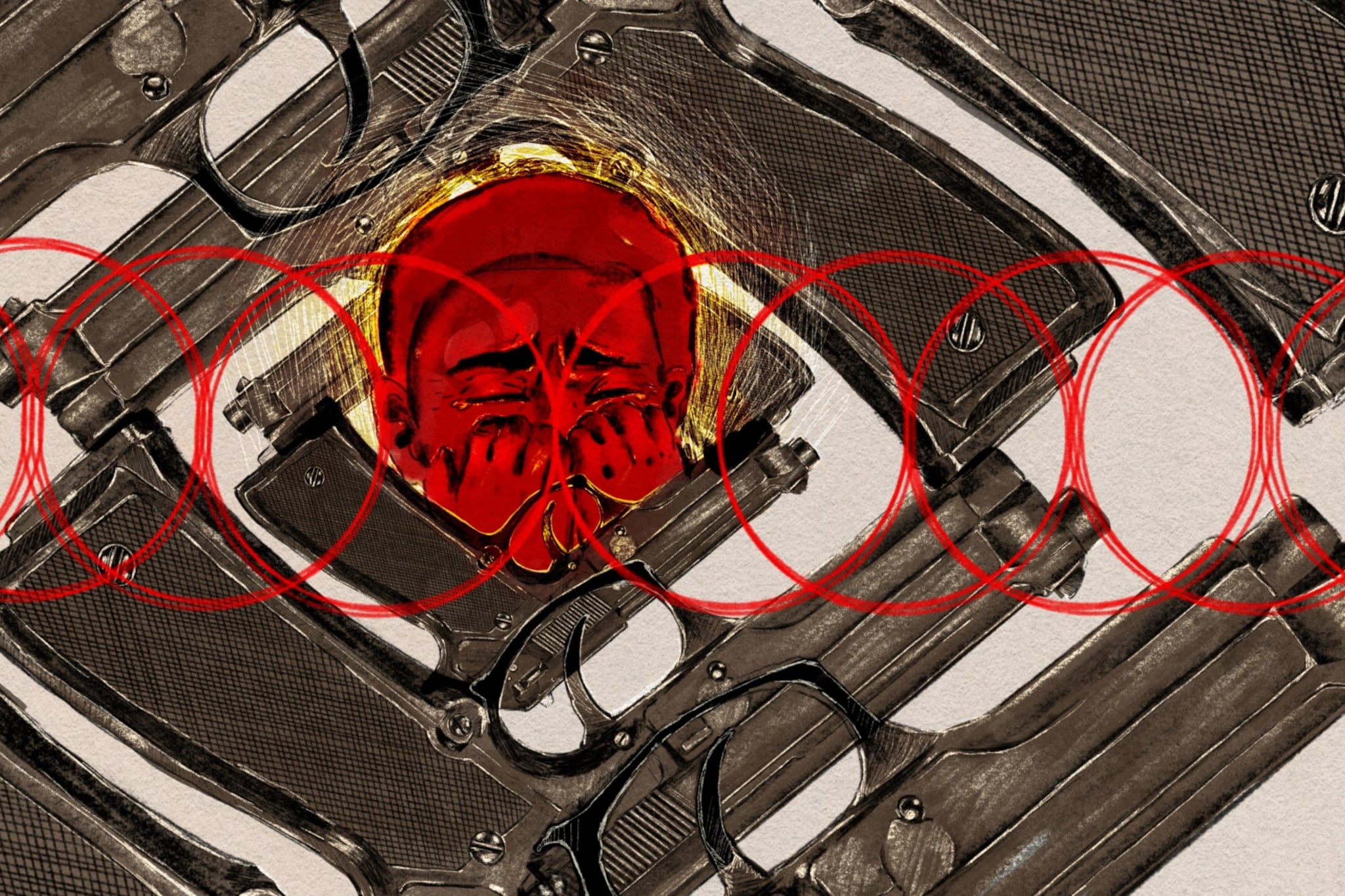 Illustration of guns.