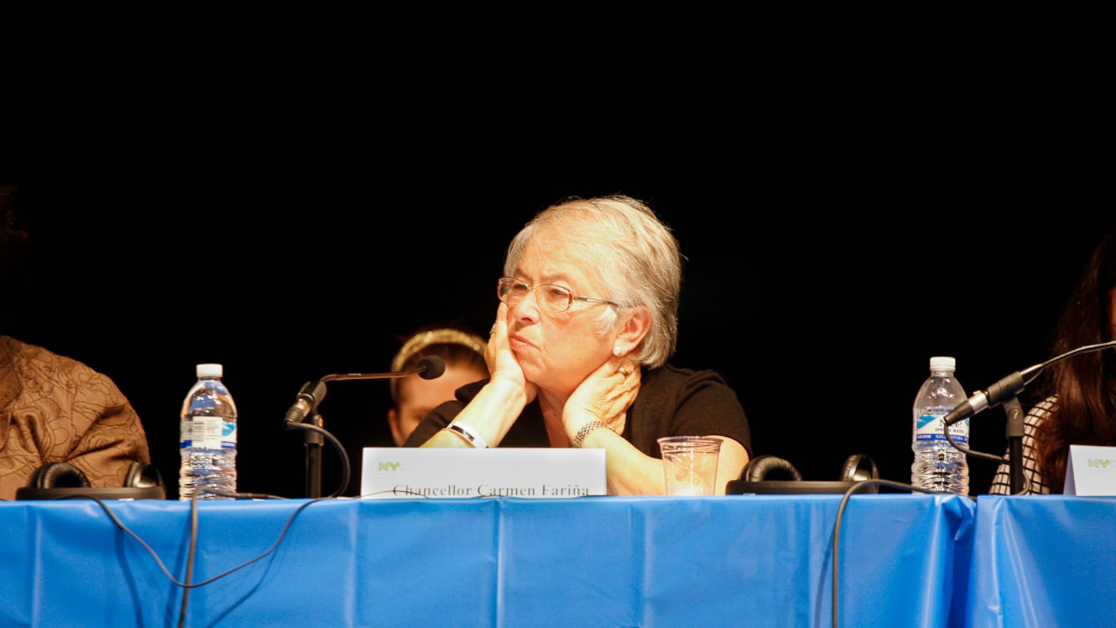 Chancellor Carmen Fariña at a PEP meeting.