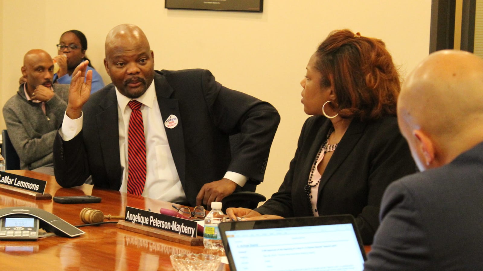 LaMar Lemmons during a Detroit school board meeting in 2018. His term expired last year.