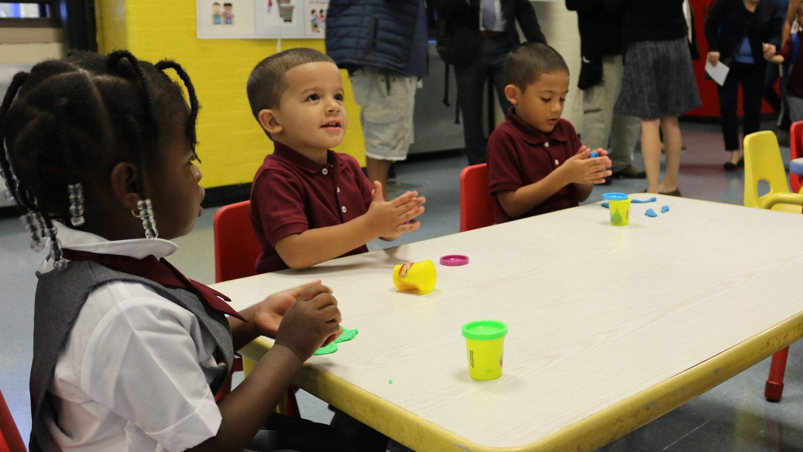 Students play in a 3-K class in 2017 at P.S. 277 in the Bronx, a school with five classrooms that need remediation for lead-based paint.