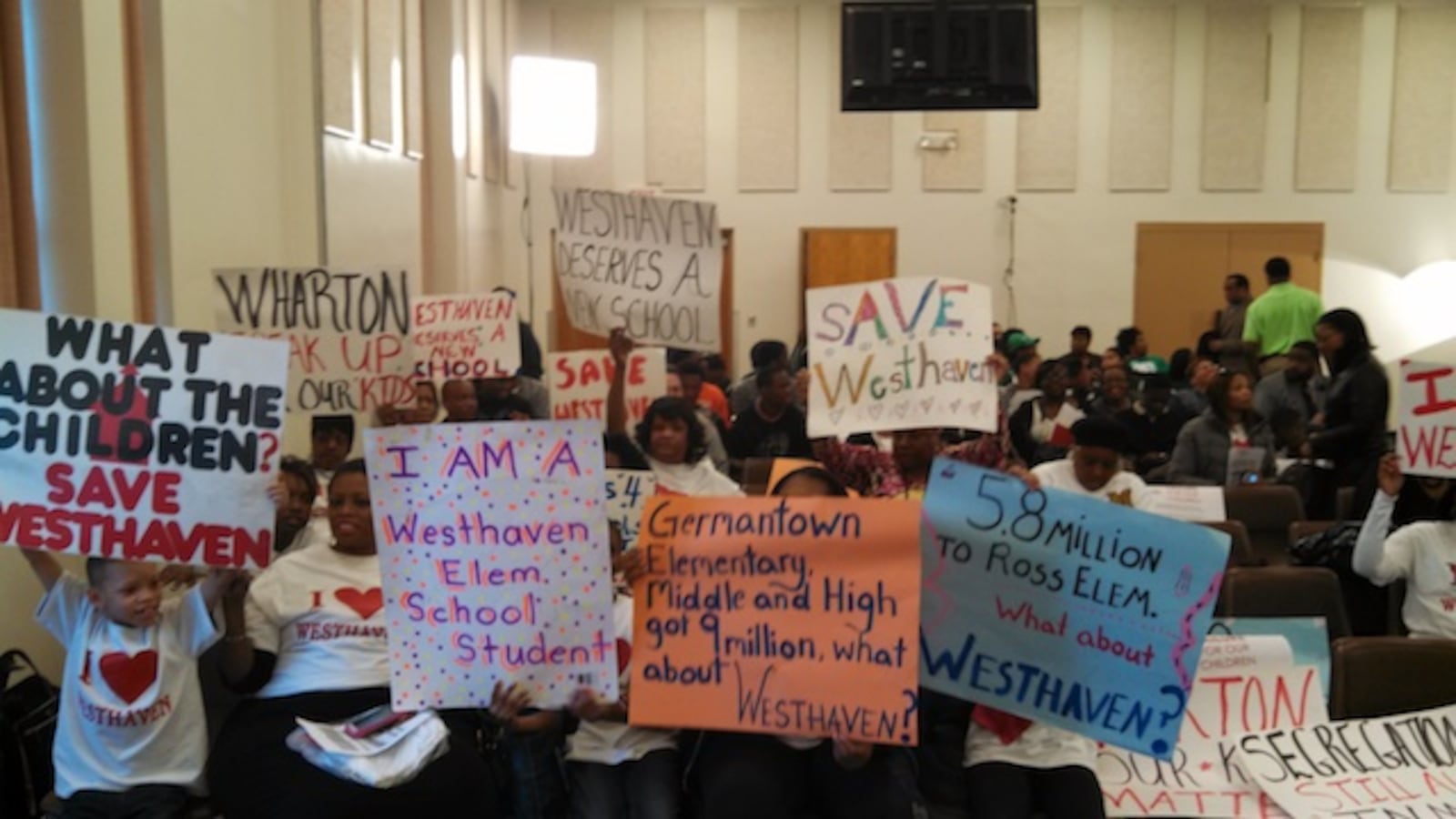 Westhaven supporters arrived early Tuesday evening protest the school's closure.