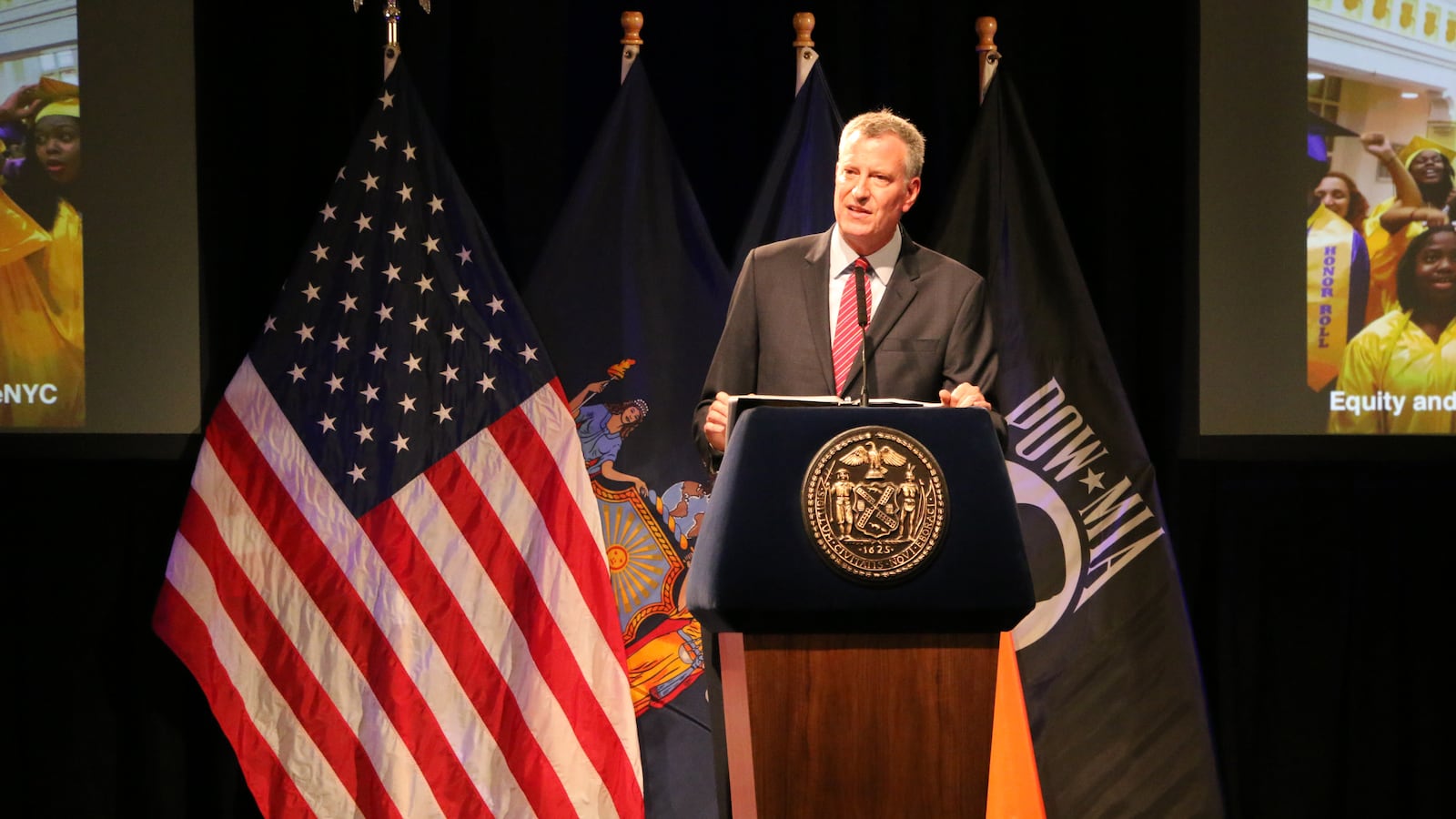 Mayor Bill de Blasio announced new education initiatives for New York City schools at Bronx Latin in September.