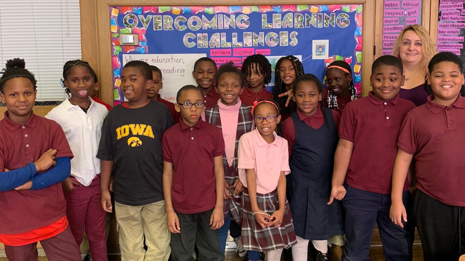 Mary Jane Espina's third grade class at Detroit's Pulaski Elementary School. As a master teacher, she teaches for half of the day and spends the rest coaching other teachers.