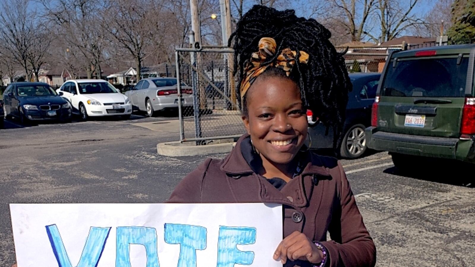 Erica Nanton campaigning for her Local School Council election