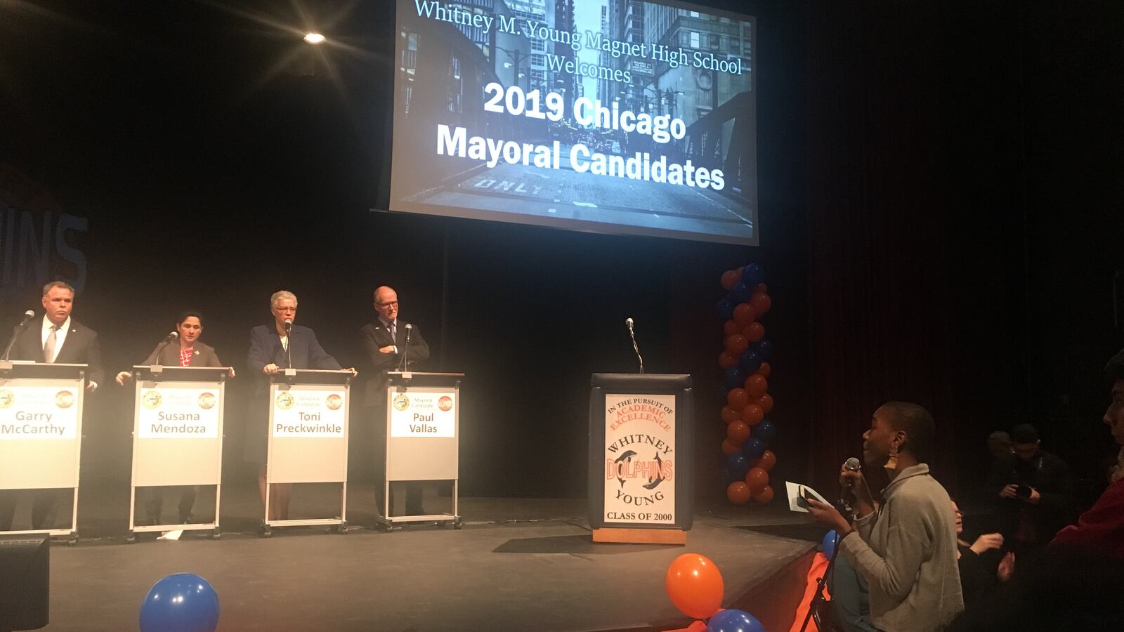 Mayoral candidates attended a student-organized forum at Whitney Young High School on Thursday.