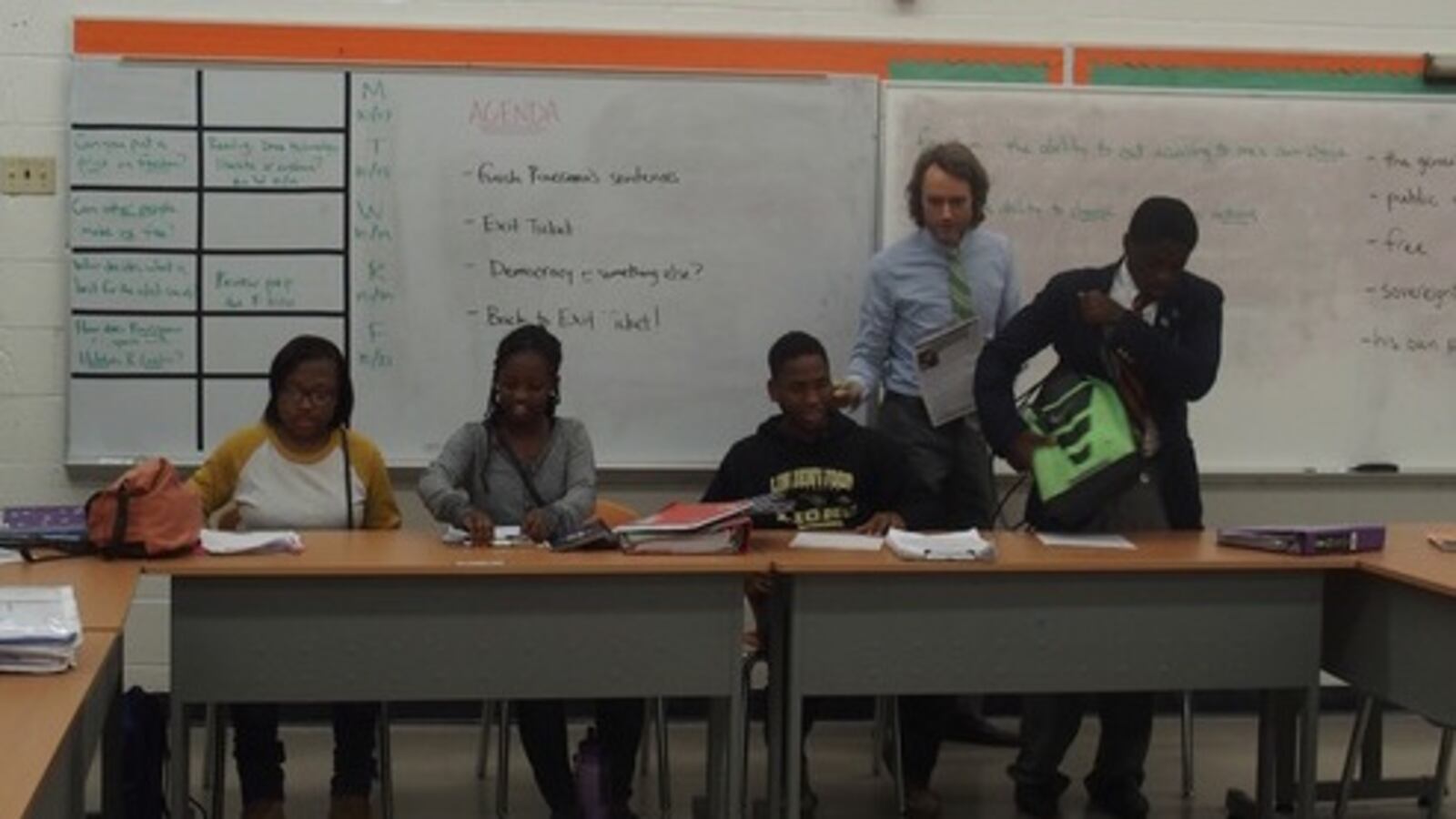 Kyle Grady begins his high school government class at Freedom Preparatory Academy, a charter school in Memphis.