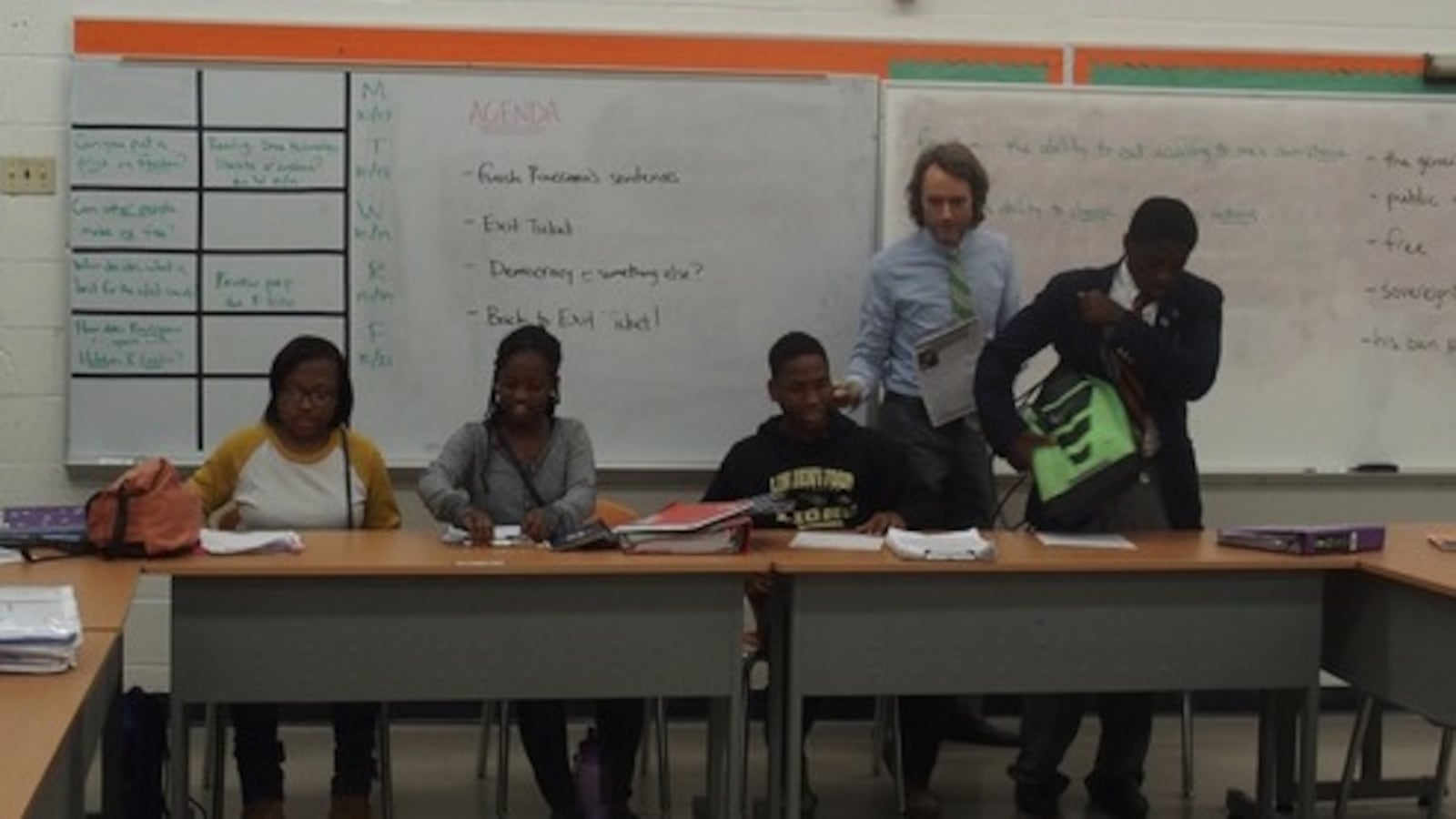 Kyle Grady begins his high school government class at Freedom Preparatory Academy, a charter school in Memphis.