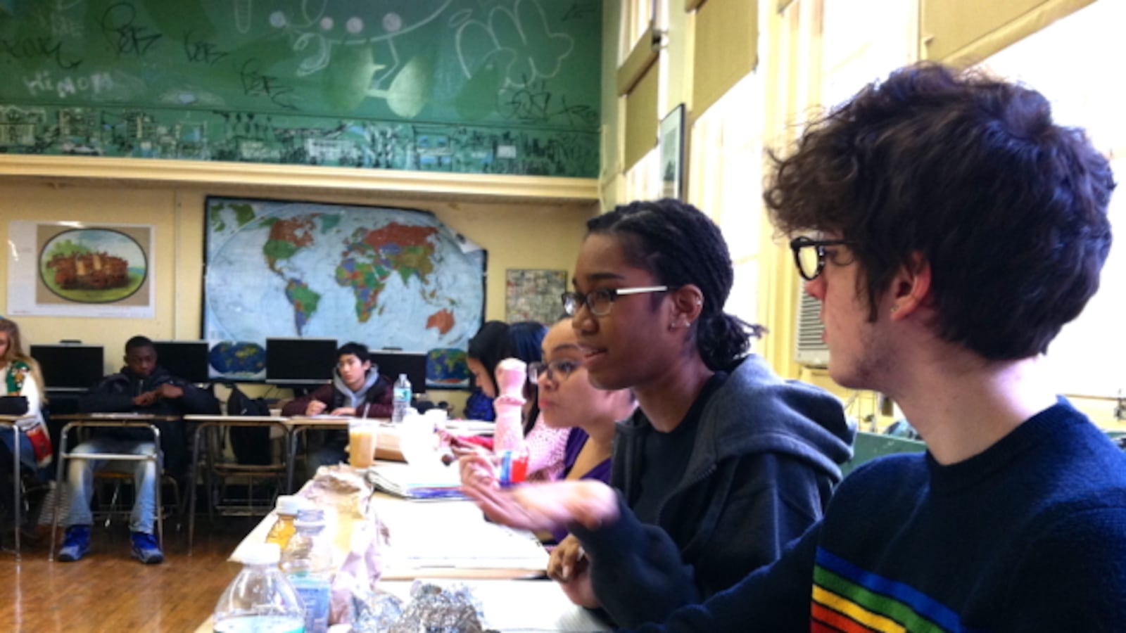 Brittany Tucker, a junior, stakes her claim in a class at Urban Academy.