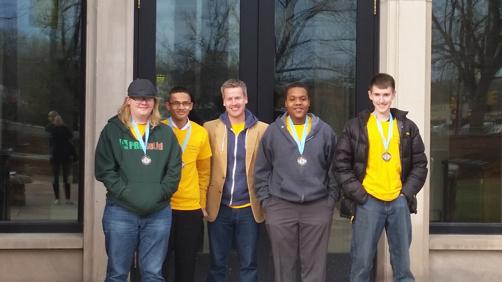 Chris Carter, a teacher at Denver's STRIVE Prep Excel, with some of his students.