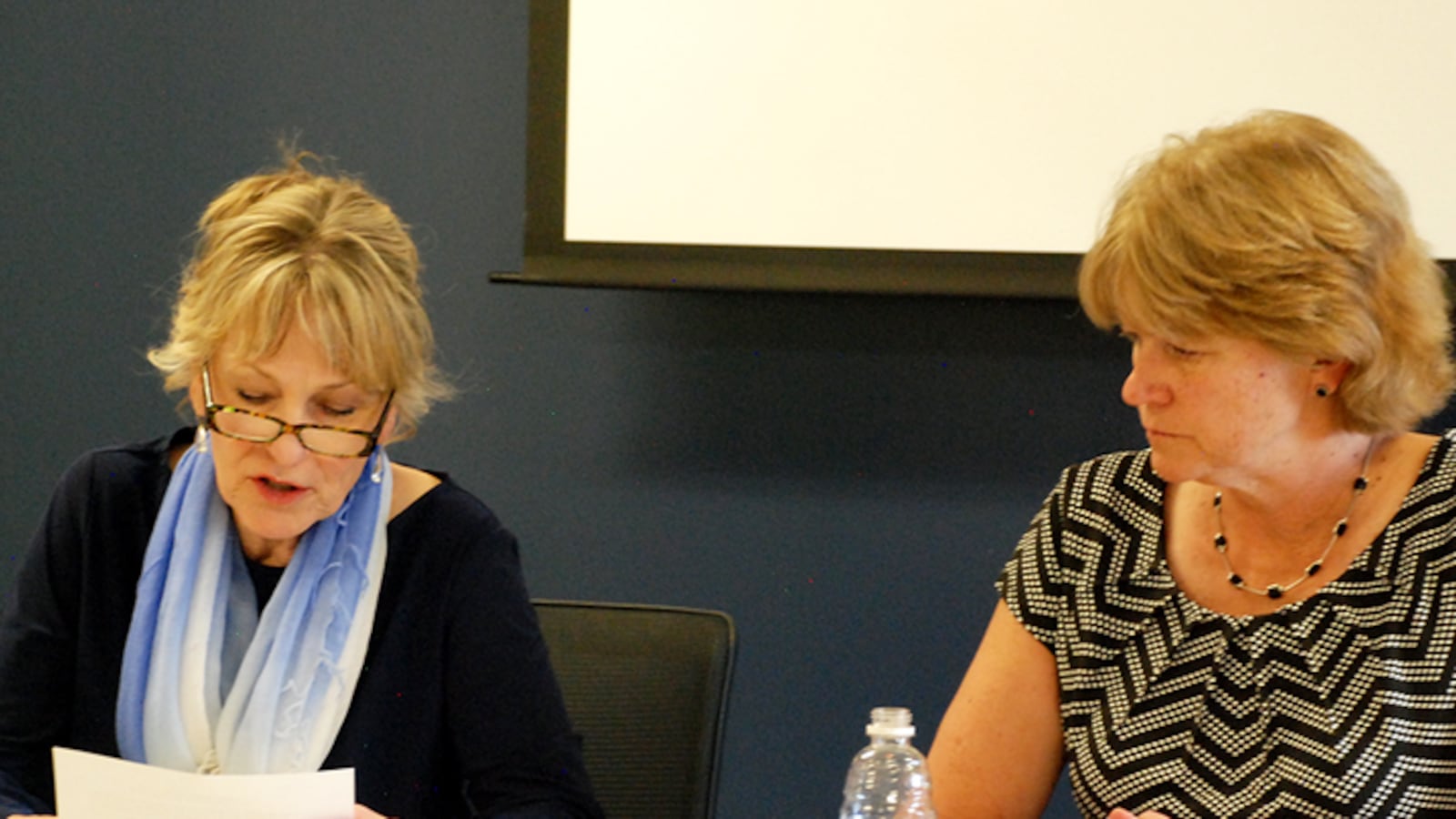 DPS board vice president Barbara O'Brien. left, and board president Anne Rowe.