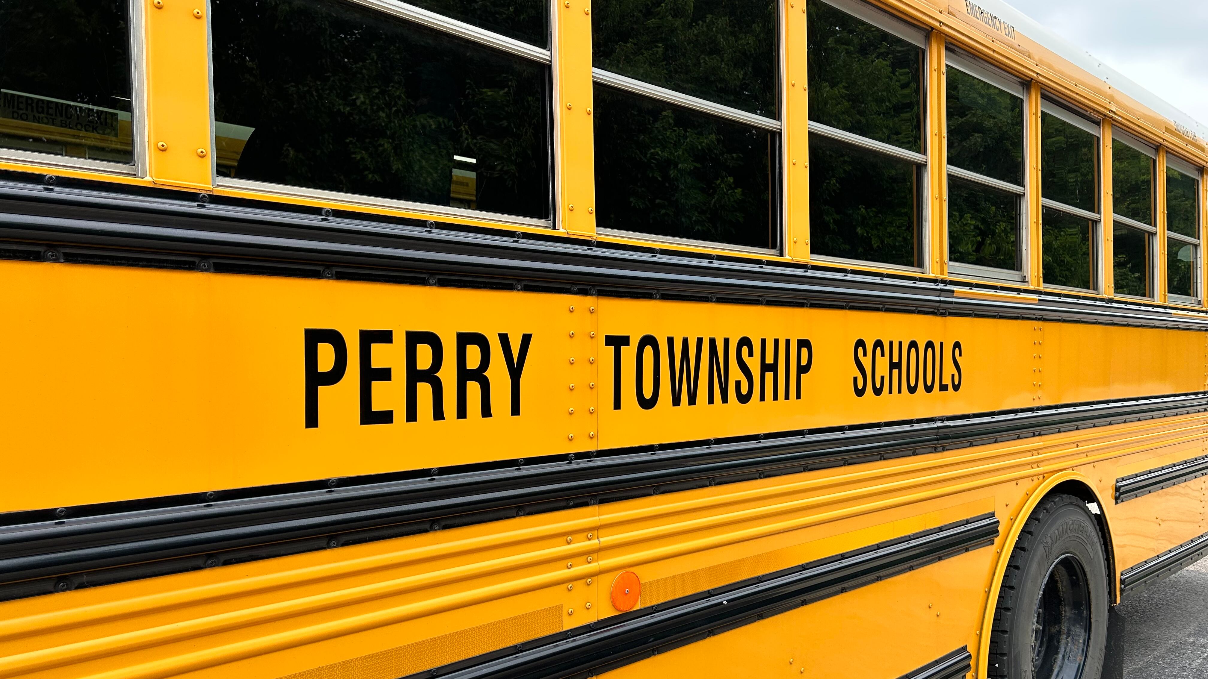 Perry Township Schools school bus on July 17, 2023 in the district’s bus yard.
