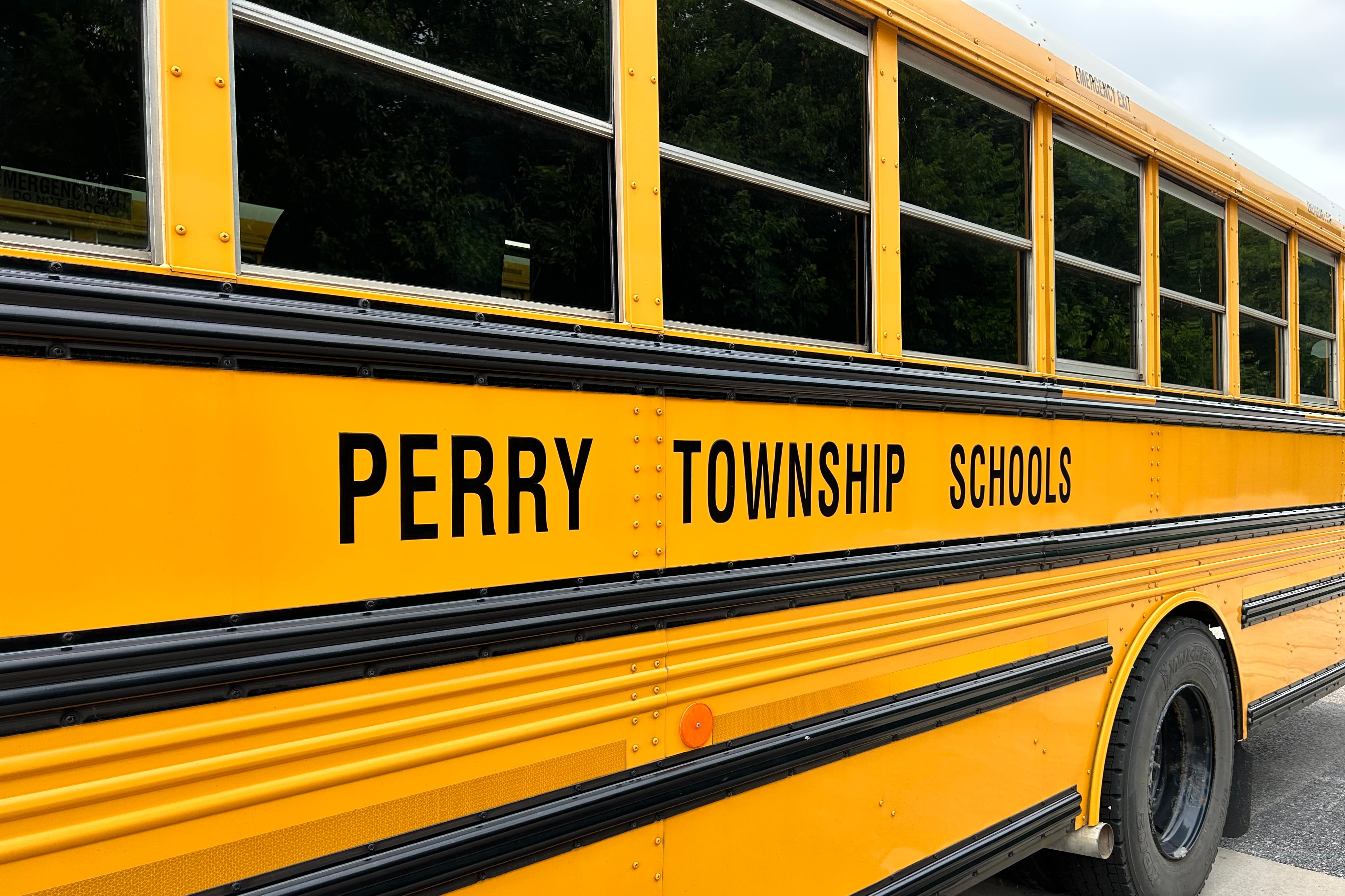Perry Township Schools school bus on July 17, 2023 in the district’s bus yard.
