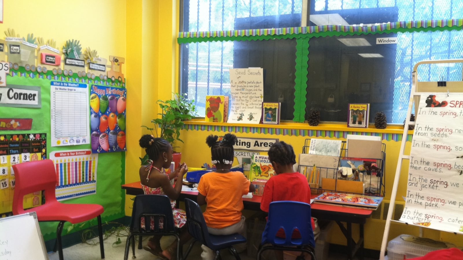 Children in the math area at the Bedford Stuyvesant Early Childhood Center