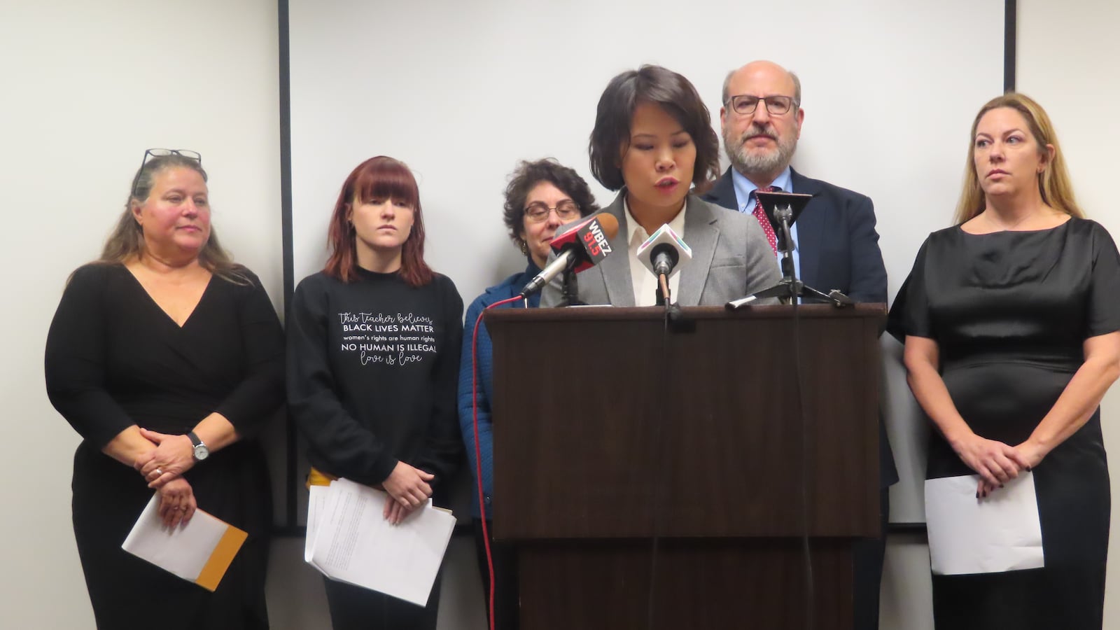 Chris Yun, an educational policy analyst with the disabilities rights group Access Living of Metropolitan Chicago, speaks at a press conference about the survey.