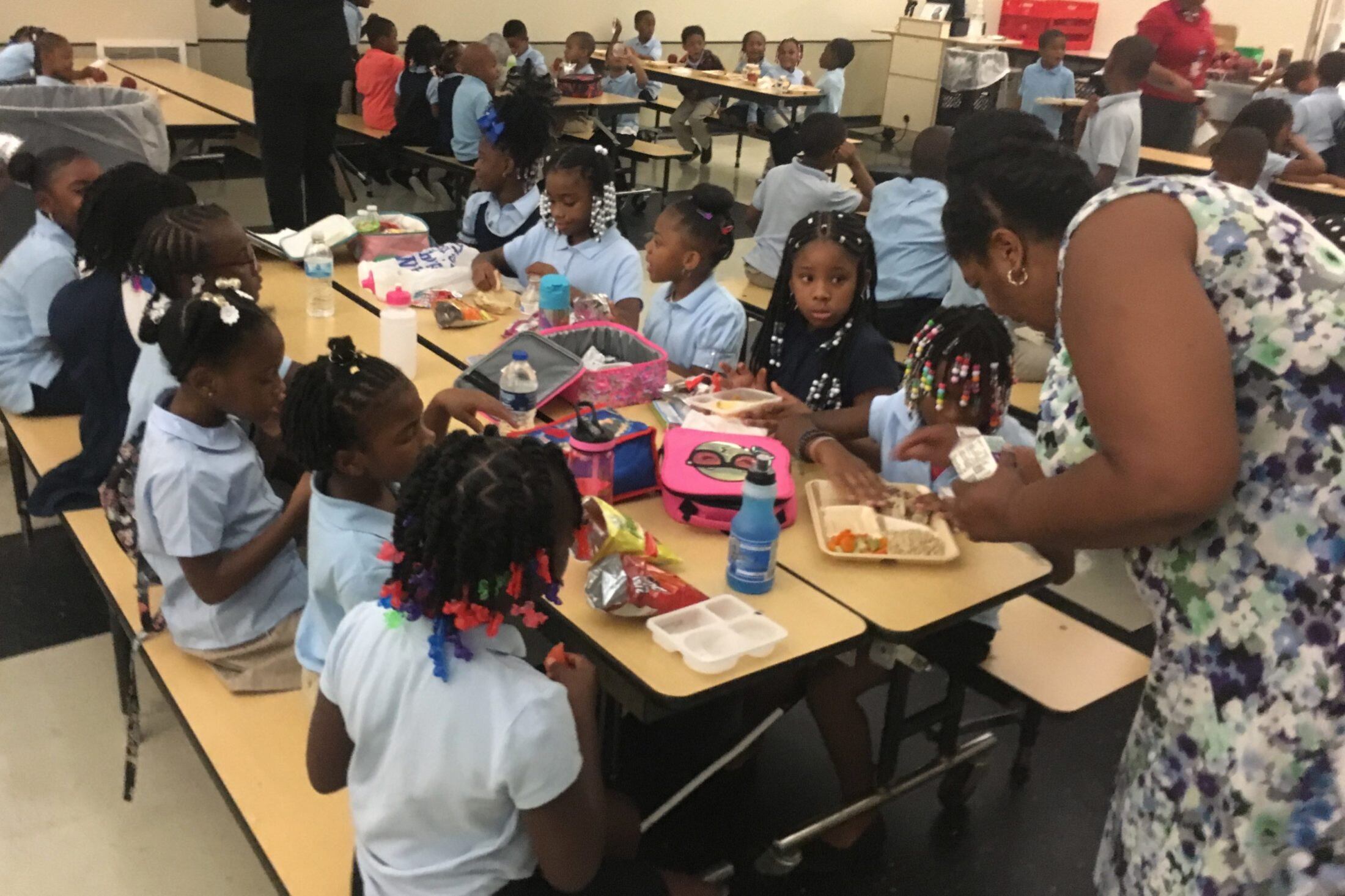 Students in the lunchroom at Golightly Education Center in Detroit. Some students do not get enough to eat at home, so many districts will distribute breakfast and lunch to students while schools are closed.