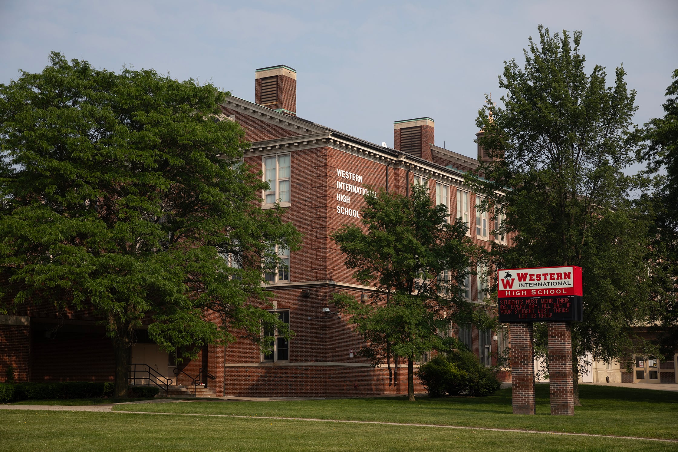 The outside of a large high school building.
