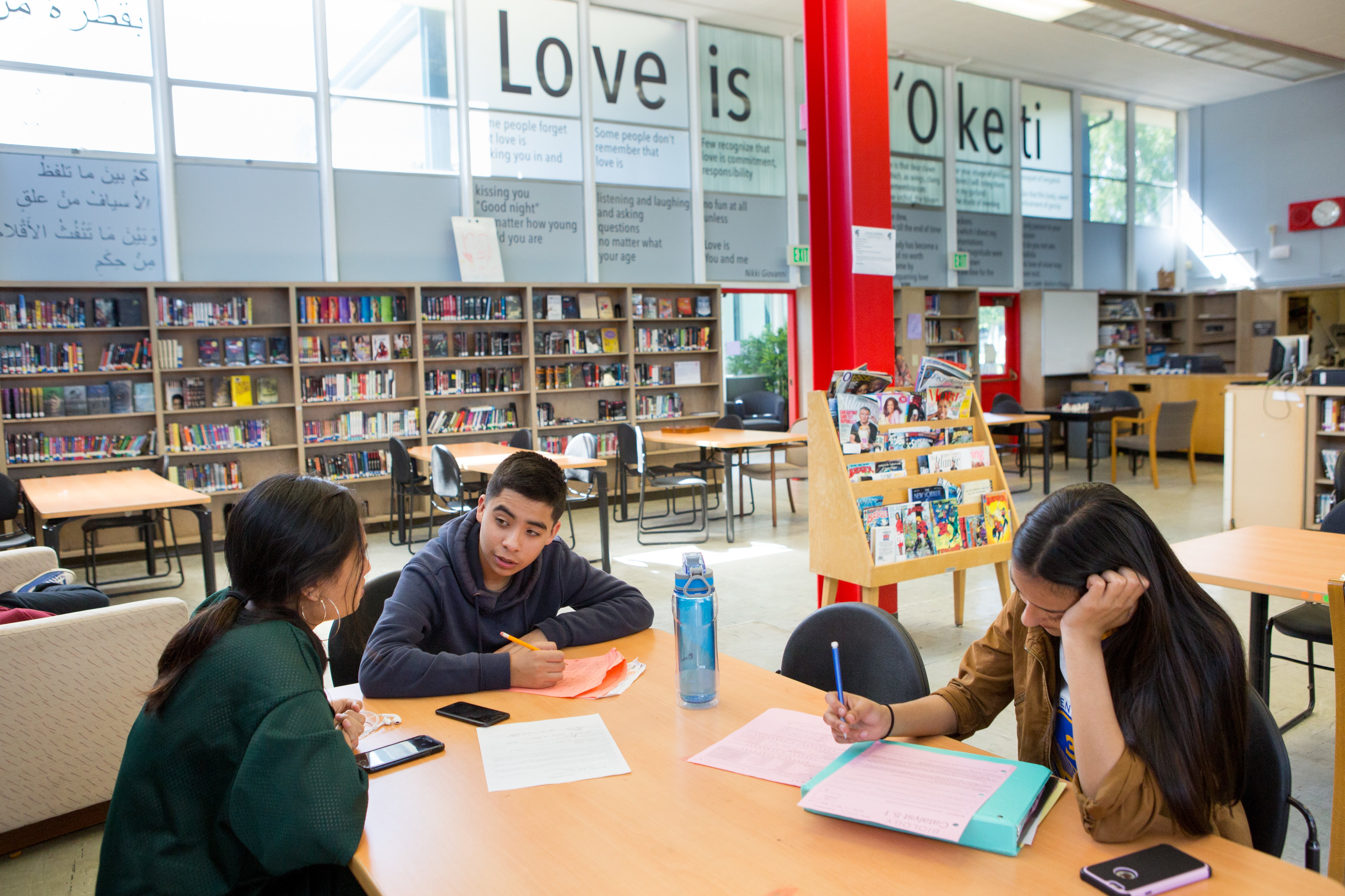 Students sitting around a table