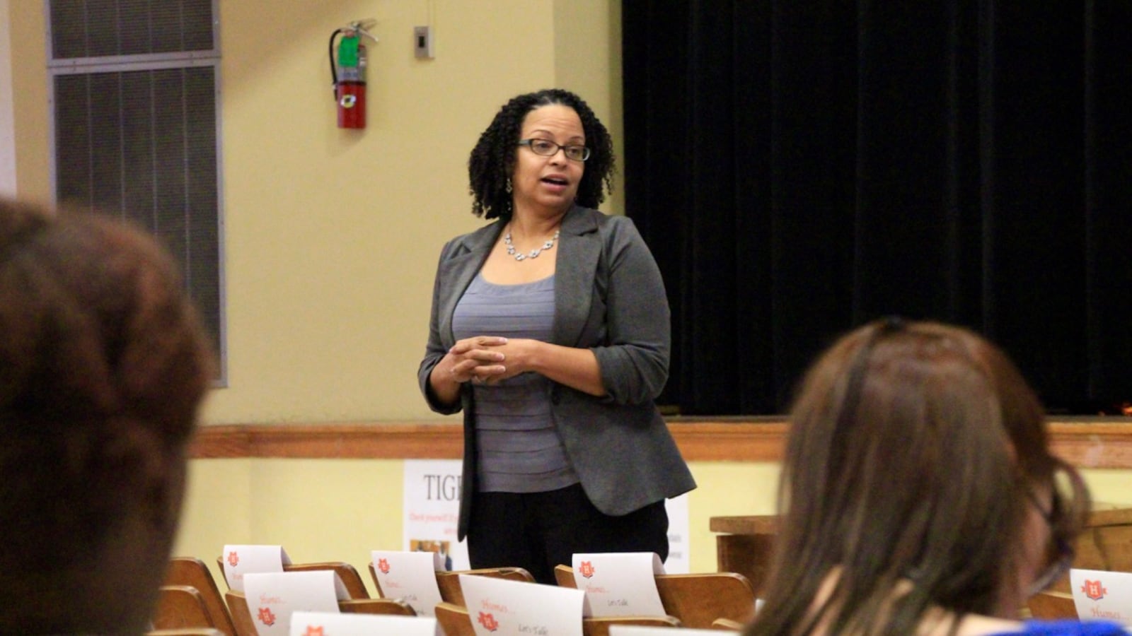 Achievement School District Superintendent Malika Anderson speaks in October to Memphis parents and teachers at Humes Preparatory Academy Middle School, which will lose one charter operator and get a new one at the end of the 2016-2017 school year.