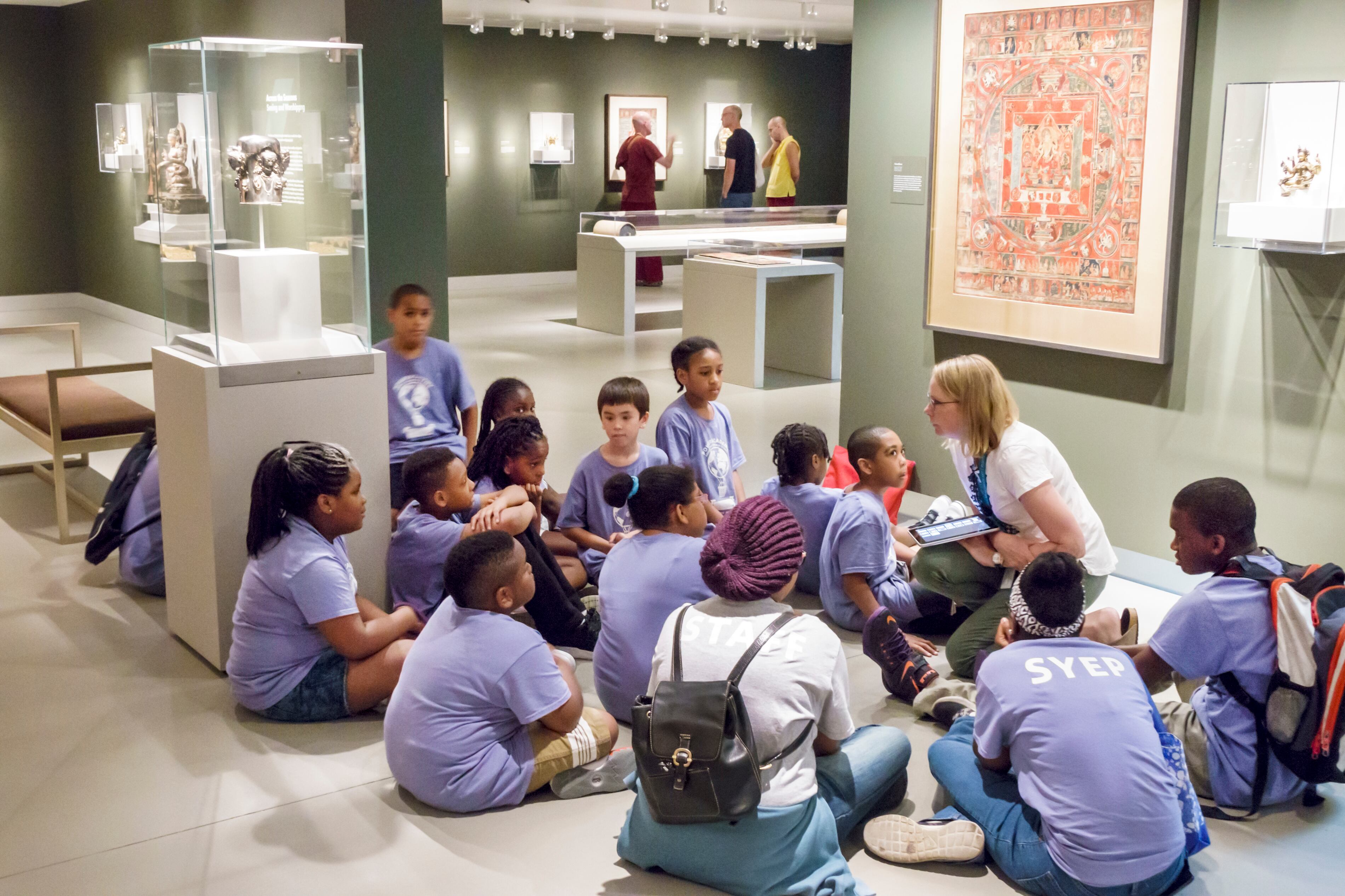 A Summer Youth Employment Program SYEP class in the Rubin Museum of Art. (Photo by: Jeffrey Greenberg/Universal Images Group via Getty Images)