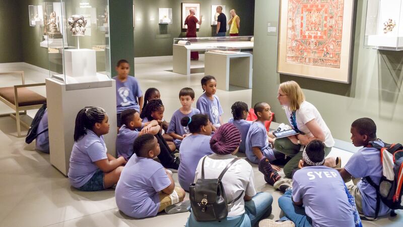 A Summer Youth Employment Program SYEP class in the Rubin Museum of Art. (Photo by: Jeffrey Greenberg/Universal Images Group via Getty Images)