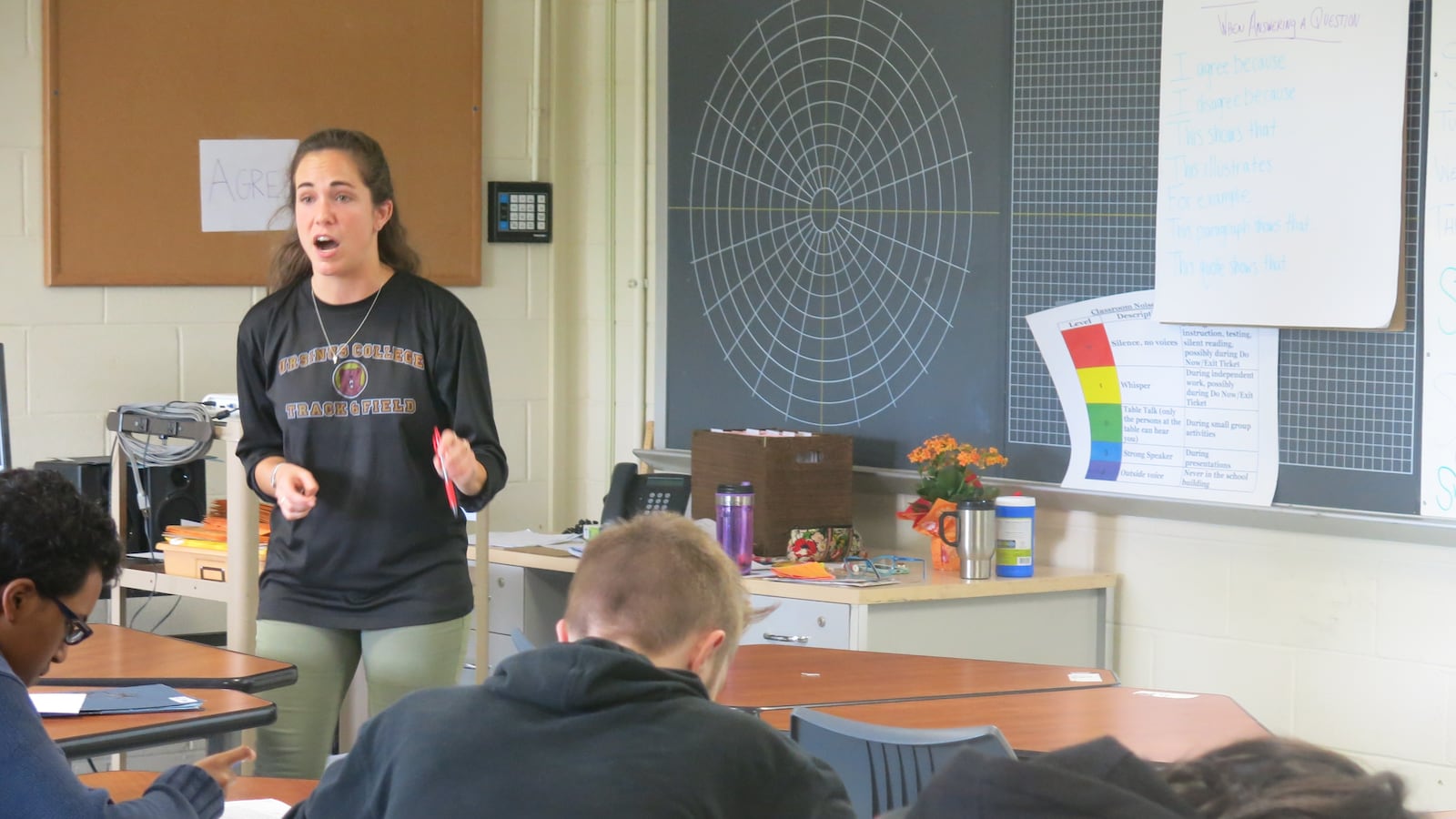 Emily Lamb student teaches an English class at Pearl-Cohn High School as part of her Teach For America training. Soon, new teachers might be evaluated based on videos of their student teaching.