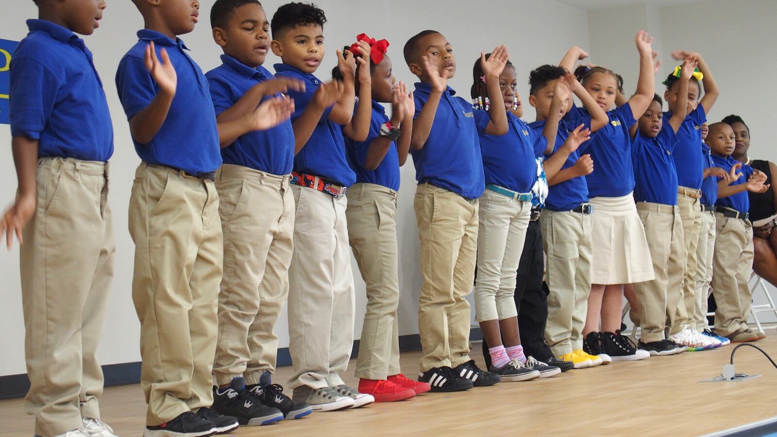 Students at the 2017 ribbon cutting for Aspire East Academy's new building in Memphis, one of six schools that are all black and Hispanic students.