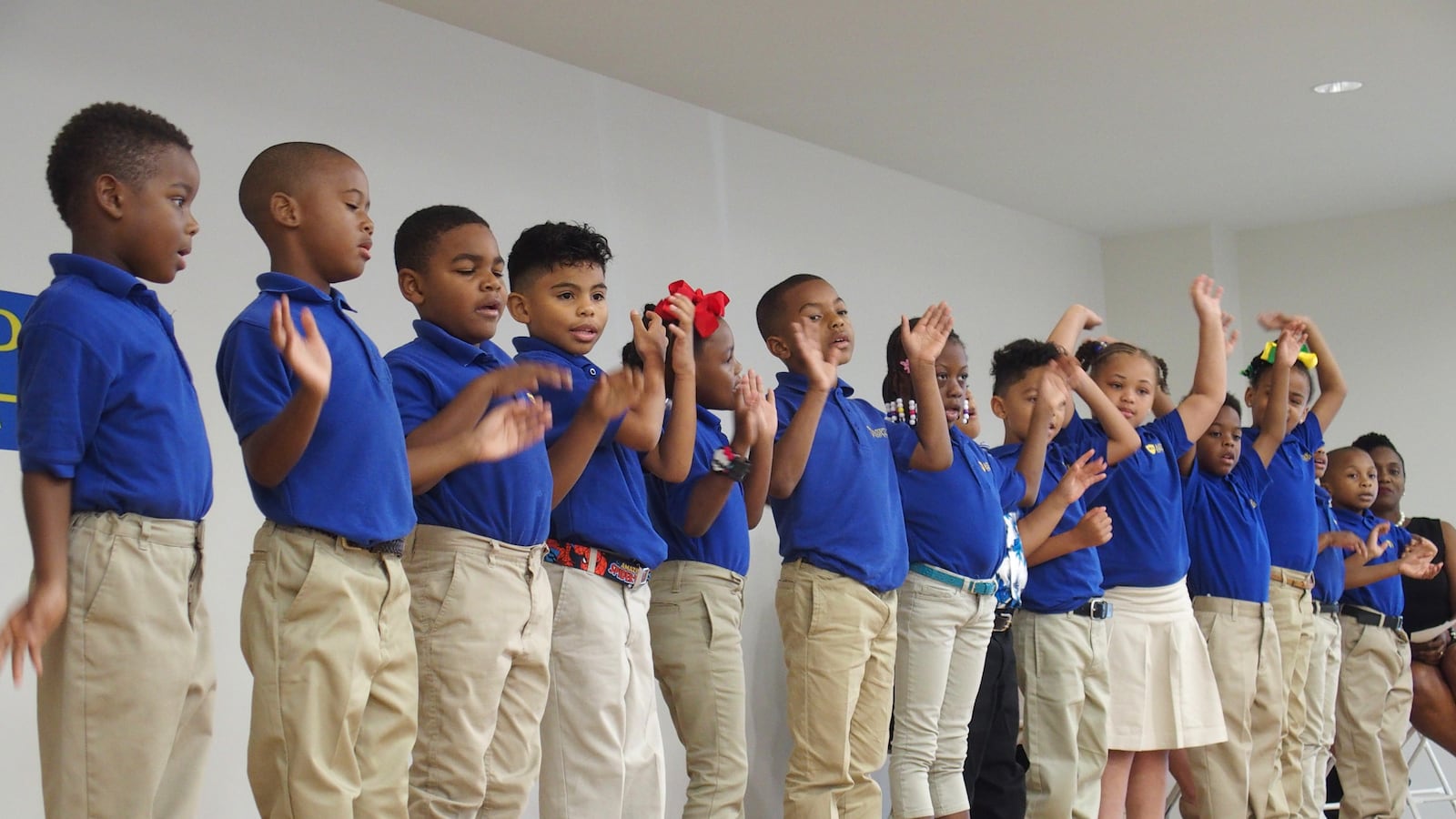 Students at the 2017 ribbon cutting for Aspire East Academy's new building in Memphis, one of six schools that are all black and Hispanic students.