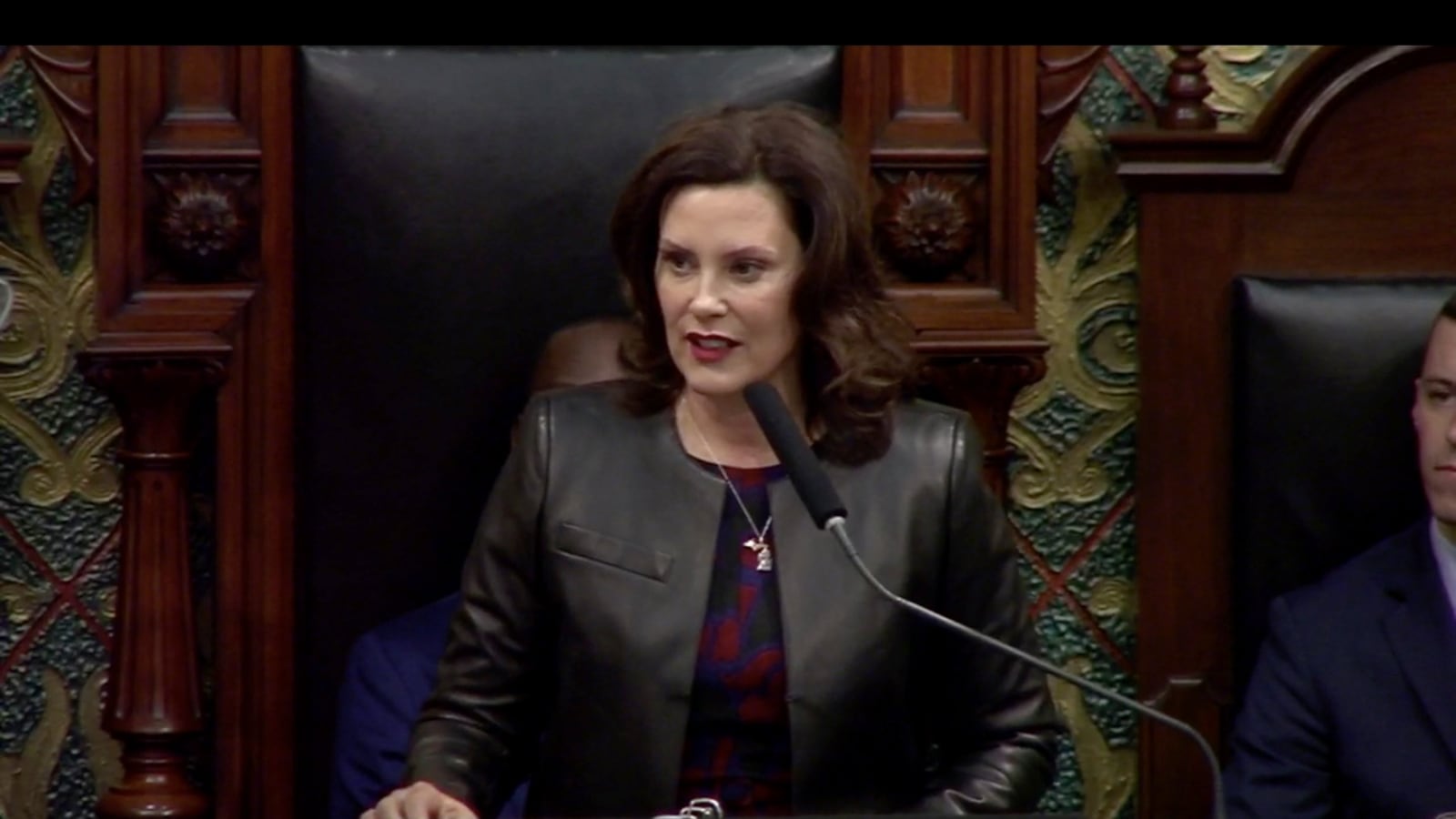 Michigan Gov. Gretchen Whitmer speaks during her second State of the State address Wednesday, Jan. 29.