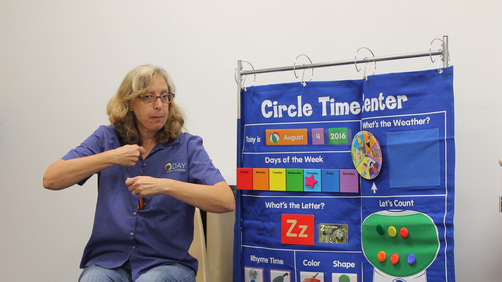 Teacher Normal Callahan leads a group activity in her preschool classroom at Day Early Learning at Eastern Star Church.