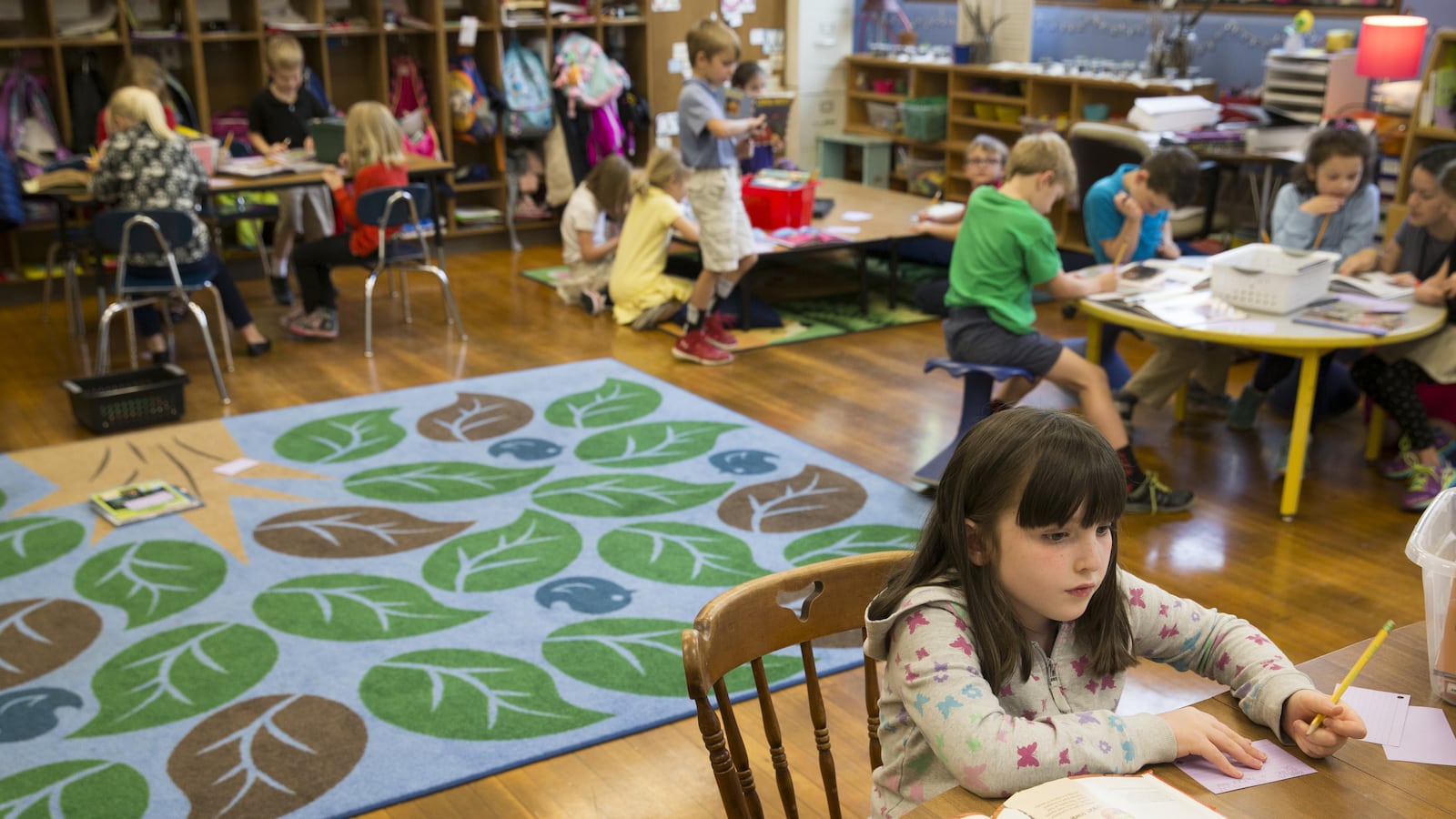 First graders work on coursework at IPS School 84, one of the Center for Inquiry campuses, Indianapolis, Wednesday, May 18, 2016. Ethnically, the Center for Inquiry School 84 is one of the least diverse in the IPS system, and enrollment priority is given to kids living near its Meridian-Kessler location.