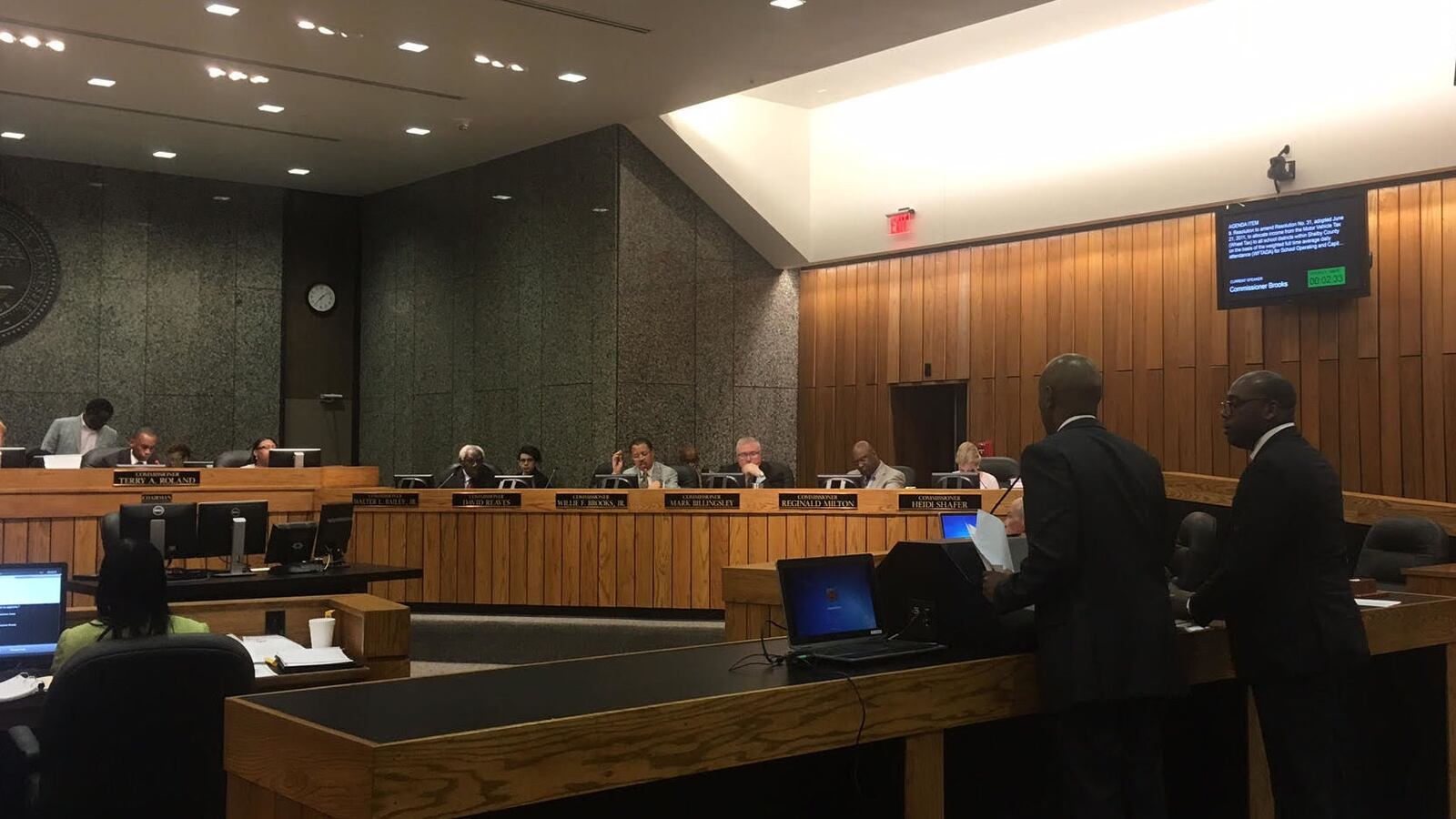 Superintendent Dorsey Hopson answers questions from the Shelby County Board of Commissioners on Wednesday.