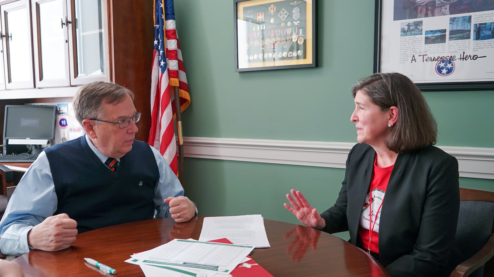  Barb Dentz an advocate with Tennessee Families for Vaccines, met with her state representative, Sam Whitson