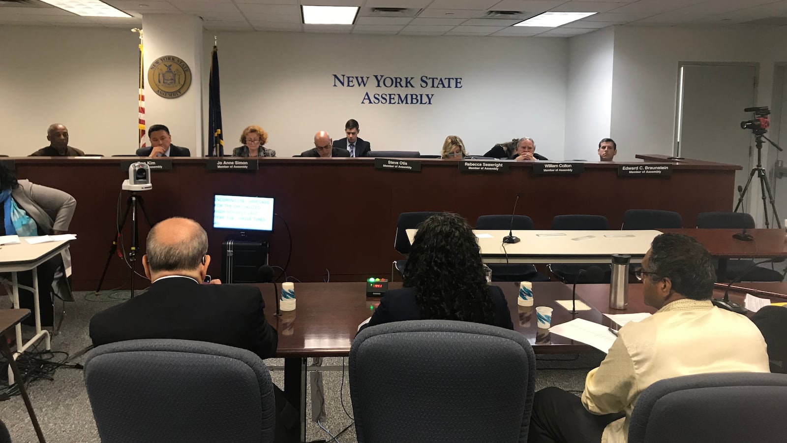 The New York Assembly's education committee hears testimony in the city over admissions to specialized high schools.