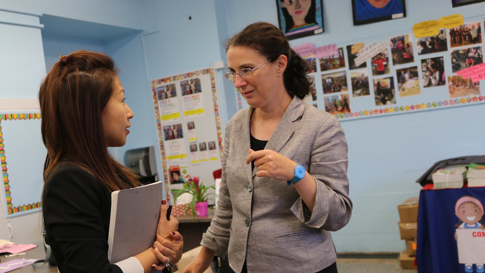 Carry Chan, left, will become acting superintendent in District 1 when Daniella Phillips, right, leaves this month to join the central education department.