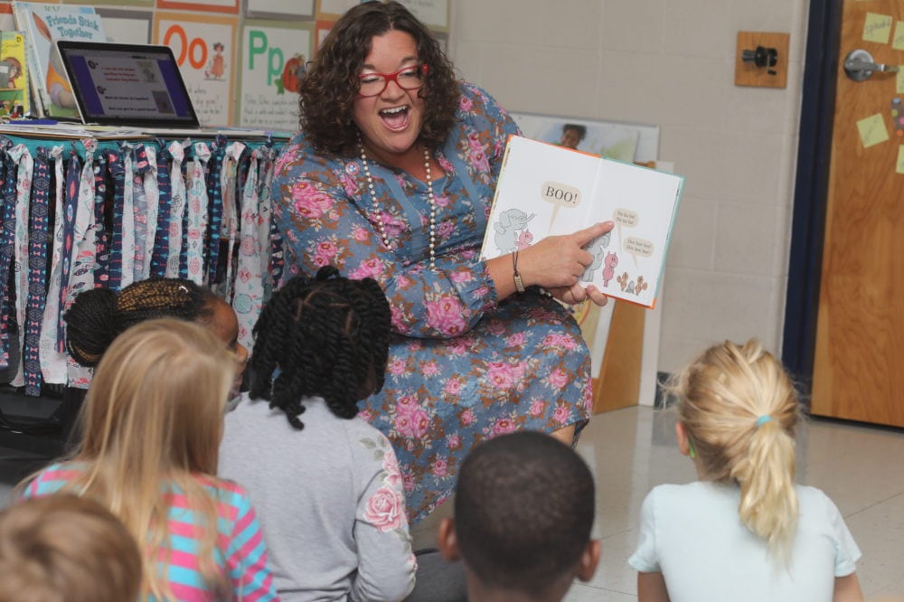 Melissa Miller reads aloud to her first-grade class at Franklin Elementary School in Franklin, Tennessee. Now in her 20th year of teaching, Miller is Tennessee’s 2018-19 Teacher of the Year.