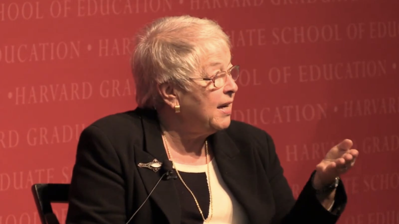 Chancellor Carmen Fariña during a talk at Harvard University.